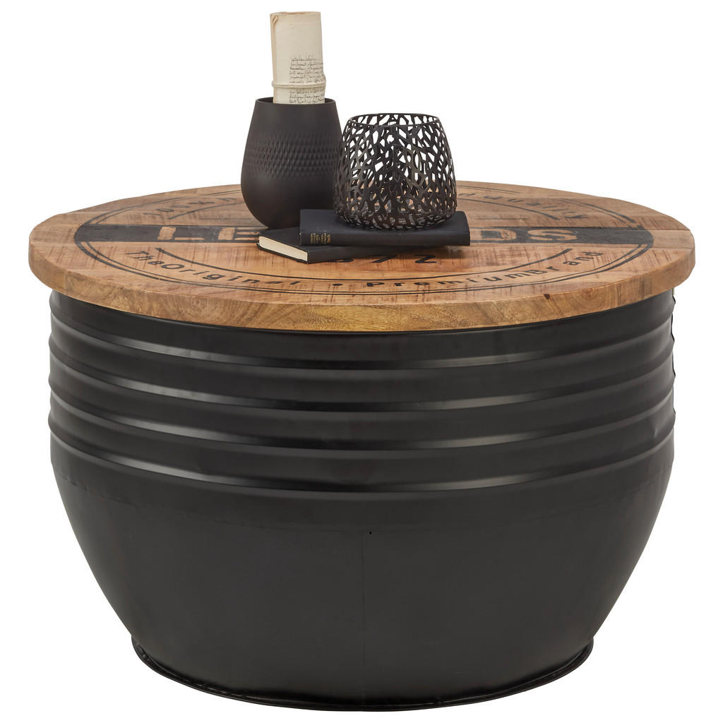 Landscape KONFERENČNÝ STOLÍK, prírodná farba, čierna, drevo, kov, 75/75/45 cm.