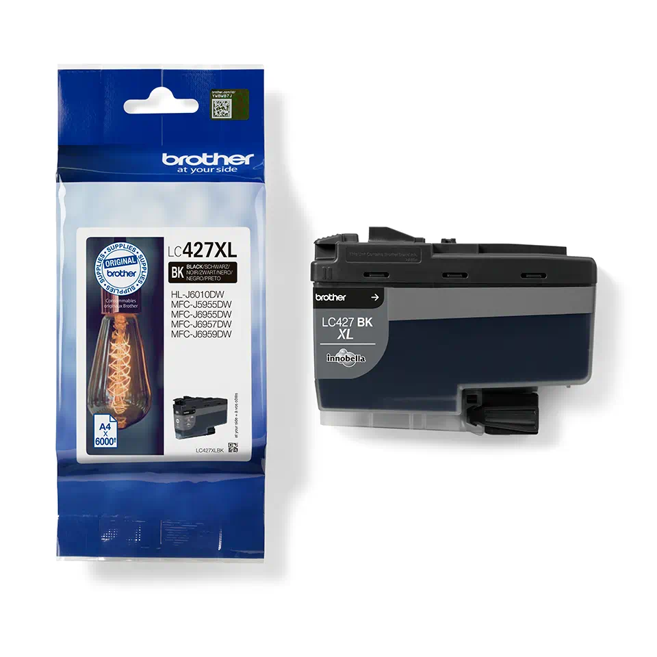 Brother LC-427XLBK čierna (black) originálna cartridge.
Originálna cartridge = záruka priamo od výrobcu tlačiarne
100 % použitie v tlačiarni - spoľahlivá a bezproblémová tlač
Použitím originálnej náplne predlžujete životnosť tlačiarne
Overená špičková kvalita - jasný a čitateľný text, jemná grafika, kvalitnejšie obrázky
Použitie originálnej kazety ponúka rýchly a vysoký výkon a pritom stabilné výsledky = EFEKTÍVNA TLAČ
Jednoduchá inštalácia a údržba
Zabezpečujeme bezplatnú recykláciu originálnych náplní
Garancia Vašej spokojnosti s použitím našej originálnej náplne

Kód výrobcu: LC427XLBK