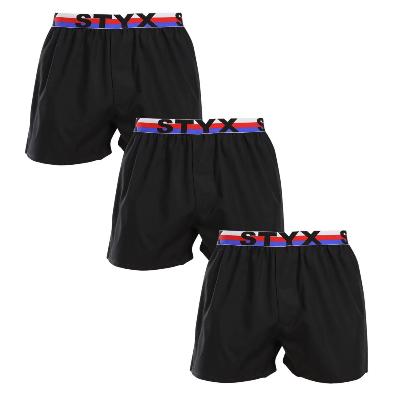 3PACK Styx Herren Shorts Sport Gummi schwarz tricolour (3B1960) XL.
Die Styx Herrenshorts mit gewebtem Sportgummi sind die ideale Wahl für Männer, die eine Kombination aus Komfort, Stil und Praktikabilität suchen.
Hochwertige Baumwolle für natürlichen Komfort
Die Shorts bestehen aus 100% Baumwolle, die für ihre Weichheit und Atmungsaktivität bekannt ist.
Präziser Schnitt und sportliches Design
Die Styx-Shorts sind so konzipiert, dass sie Ihnen maximalen Komfort und Stil in jedem Detail bieten.
Warum sollten Sie Styx-Shorts ausprobieren?

Tschechische Qualität: Die Shorts werden in der Tschechischen Republik entworfen und hergestellt, was eine präzise Verarbeitung garantiert.
Praktische Verpackung: Fünf Stück in einer Packung für maximale Bequemlichkeit und Praktikabilität.
Stil und Komfort: Modernes, sportliches Design und natürliches Material, das Sie nicht im Stich lässt.

Styx-Unterwäsche ist eine der beliebtesten
Die tschechische Marke Styx ist bei den Kunden vor allem für ihre Shorts mit neuartigen Mustern in kräftigen Farben bekannt.
So pflegen Sie Ihre Styx-Shorts
Damit Sie lange Freude an den Styx-Shorts haben, empfehlen wir Ihnen, die folgenden Hinweise zu beachten.

Wäscherei: Bei 30 °C mit einem Feinwaschmittel waschen, damit die Baumwolle weich und bequem bleibt.
Trocknen: Vermeiden Sie das Trocknen im Wäschetrockner und lassen Sie sie an der Luft trocknen.
Bügeln: Bei Bedarf können Sie sie bei niedriger Temperatur bügeln, um ihr perfektes Aussehen zu erhalten.

Tip: Werden Sie ein Experte für die Pflege von Unterwäsche mit den Ratschlägen in unserem Artikel und geben Sie Ihren Lieblingsstücken die Pflege, die sie verdienen.
