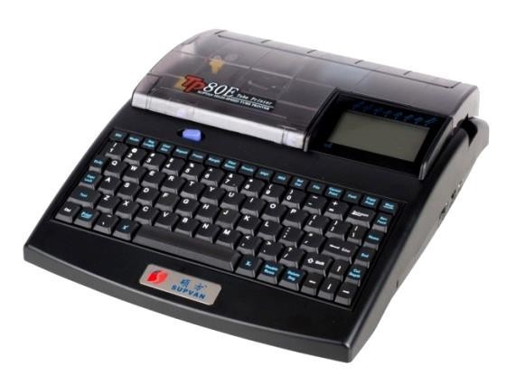 Supvan TP80E popisovač bužírok.
Tlač na bužírky o priemere 2.0 - 6.0 mm
Tlač na samolepiace štítky až do šírky 12 mm
Rozlíšenie 300 dpi
Rýchlosť tlače 25 mm/s
Rozmerný LCD displej - 30 znakov, 7 riadkov a 10 popisov súčasne v dvoch stĺpcoch
Tlač automatických číselných radov 1-999 (001-999) alebo alfanumerických
Pripojenie k počítaču pomocou USB portu
Vnútorná pamäť až 200 súborov
Tlačová pamäť až 2048 znakov (pri tlači z PC bez obmedzenia)
Možnosť prenosu súborov pomocou pamäťových kariet SD
Integrovaný čistič bužírky
Automatická detekcia média
Prevádzkové podmienky 15 - 35°C
Automatický nástrek bužírky/štítkov
Automatický koncový odrez

Balenie obsahuje: popisovač bužírok Supvan TP80E, plastový kufrík, originálny softvér, adaptér, USB kábel, farbiaca páska a štítková páska.