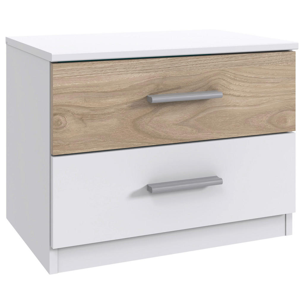 Carryhome NOČNÝ STOLÍK, biela, farba duba, hikória, 52/40/38 cm.