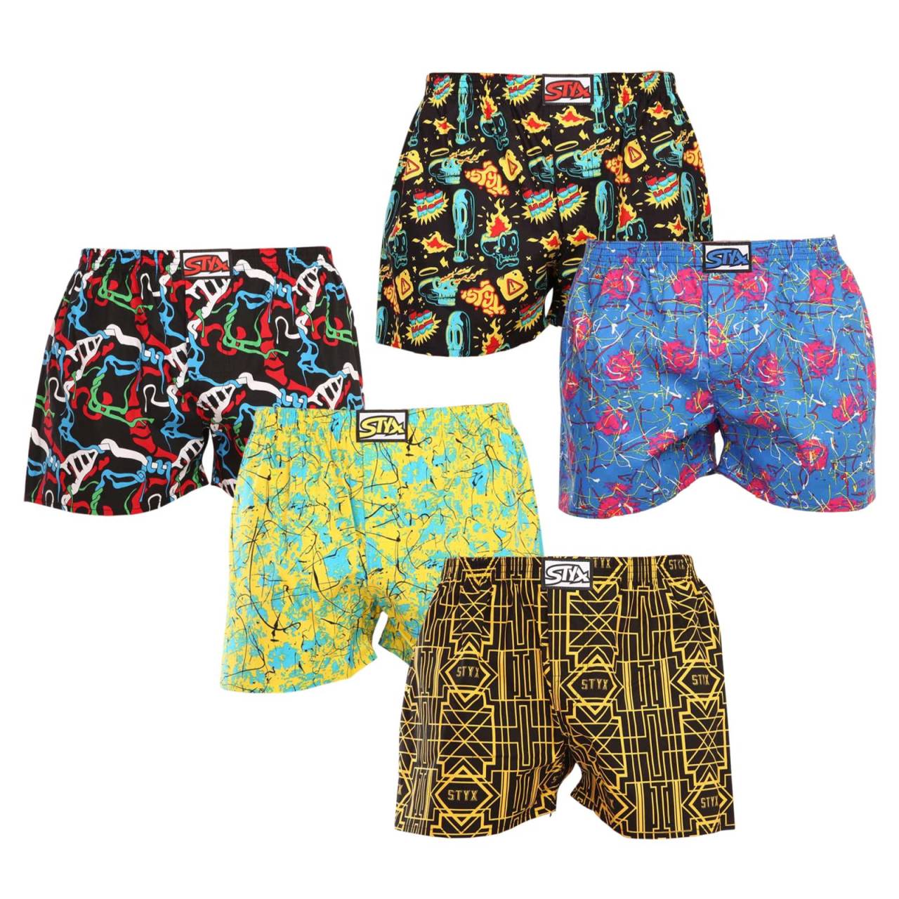 5PACK pánske trenky Styx art klasická guma viacfarebné (5A1167288) XXL, trenírky.
Doprajte si štýl a pohodlie s pánskymi šortkami Styx v pestrých farbách a originálnom dizajne.
Mäkký materiál pre celodenné pohodlie
Šortky Styx sú vyrobené zo 100 % bavlny, ktorá ponúka mäkkosť a priedušnosť aj pri celodennom nosení.
Originálny dizajn a pohodlné nosenie
Šortky Styx vnesú do vášho šatníka hravosť a jedinečný štýl vďaka odvážnym farbám a originálnym potlačiam.
Prečo si zaobstarať šortky Styx?

Vyrobené v Českej republike s dôrazom na kvalitu a precíznosť.


Materiál zo 100 % bavlny pre mäkkosť a pohodlie.


Originálne a zábavné vzory, ktoré vás odlíšia.

Kvalita z Českej republiky, to je spodná bielizeň Styx
Spodná bielizeň Styx sa kompletne vyrába v Českej republike.
Ako sa starať o šortky Styx
Ak chcete zachovať kvalitu a pohodlie svojich šortiek, postupujte podľa týchto pokynov:

Pranie: Perte pri maximálnej teplote 30 °C, aby ste zachovali intenzívne farby a mäkkosť bavlny.


Sušenie: Neodporúčame sušenie v bubnovej sušičke, radšej ich nechajte voľne uschnúť na vzduchu.


Žehlenie: Šortky môžete žehliť pri nízkej teplote, aby mali hladký vzhľad.

Tip: Staňte sa expertom na údržbu spodnej bielizne vďaka tipom v našom článku a doprajte svojim obľúbeným kúskom starostlivosť, akú si zaslúžia.