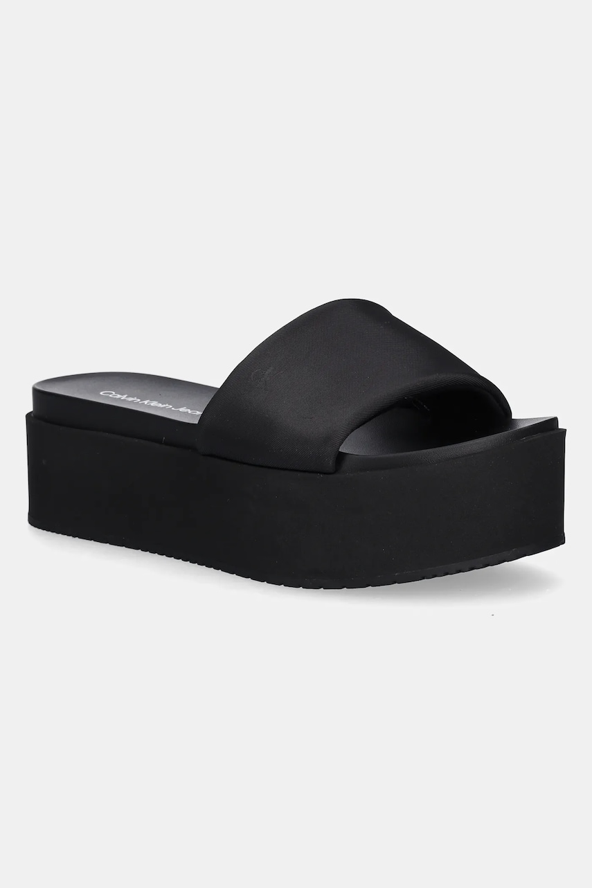 Šľapky Calvin Klein Jeans FLATFORM SANDAL SLIDE IN NYLON.