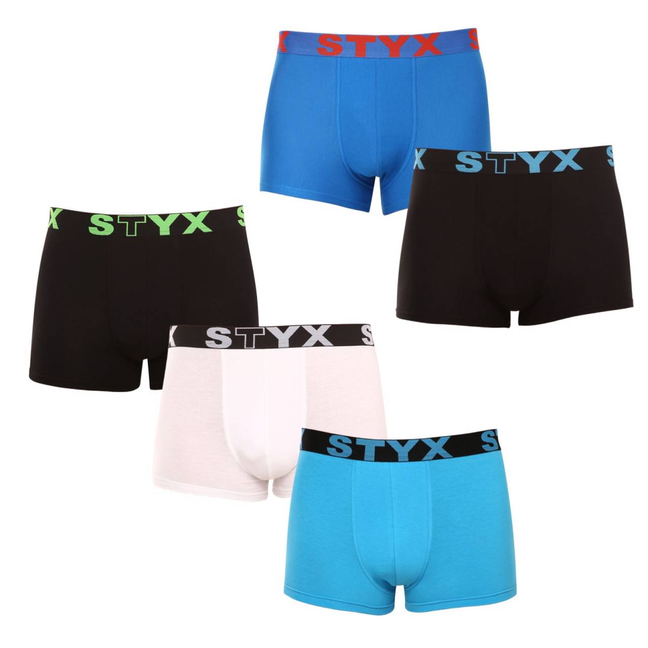 5PACK Boxers para hombre Styx goma deportiva multicolor (5G0912179) L.
Disfruta de una comodidad que dura todo el día con los calzoncillos bóxer para hombre Styx en una combinación de colores clásica.
Material de calidad para el máximo confort
Los calzoncillos están confeccionados con una mezcla de algodón y fibras sintéticas de primera calidad.
Diseño práctico y precisión checa
Los calzoncillos bóxer Styx tienen las perneras más cortas que no se enrollan en ningún sitio y te ofrecen la máxima libertad de movimientos.
Por qué elegir los calzoncillos bóxer Styx

Calidad checa: Diseñado y fabricado en la República Checa, lo que garantiza una mano de obra de primera calidad.
Materiales de primera calidad: Combinación de algodón, modal y elastano para el máximo confort.
Diseño universal: Perneras más cortas y elásticas de estilo deportivo para cualquier ocasión.

La ropa interior Styx es una de las más populares
La marca checa Styx es conocida entre los clientes sobre todo por sus pantalones cortos con estampados novedosos en colores atrevidos.
¿Cómo cuidar correctamente mis bóxers Styx?

Lavandería: Lavar a 30°C con un detergente suave para mantener el material suave y cómodo.
Secado: No se recomienda secar en secadora, secar los boxers al aire libre para conservar su forma.
Planchado: Si es necesario, planchar a baja temperatura para conservar la suavidad del material.

Consejo: Conviértete en una experta en mantenimiento de lencería con los consejos de nuestro artículo y dale a tus prendas favoritas el cuidado que se merecen.