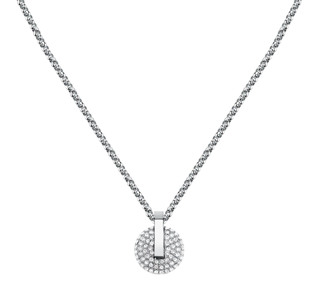 Trussardi Trblietavý oceľový náhrdelník pre ženy T-Round TJAYF06.