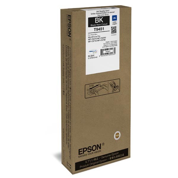 Epson T9451 čierna (black) originálna cartridge.
Originálna cartridge = záruka priamo od výrobcu tlačiarne
100 % použitie v tlačiarni - spoľahlivá a bezproblémová tlač
Použitím originálnej náplne predlžujete životnosť tlačiarne
Overená špičková kvalita - jasný a čitateľný text, jemná grafika, kvalitnejšie obrázky
Použitie originálnej kazety ponúka rýchly a vysoký výkon a pritom stabilné výsledky = EFEKTÍVNA TLAČ
Jednoduchá inštalácia a údržba
Zabezpečujeme bezplatnú recykláciu originálnych náplní
Garancia Vašej spokojnosti s použitím našej originálnej náplne

Kód výrobcu: C13T945140