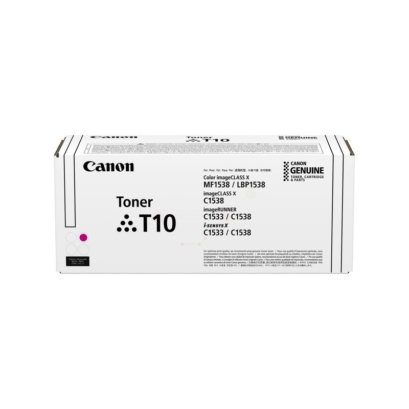 Canon T10L 4803C001 purpurový (magenta) originálny toner.
Originálny toner = záruka priamo od výrobcu tlačiarne
100 % použitie v tlačiarni - bezproblémové fungovanie s vašou tlačiarňou
Použitím originálnej náplne predlžujete životnosť tlačiarne
Osvedčená špičková kvalita - vysoko kvalitná a spoľahlivá tlač originálnou tlačovou kazetou od prvej do poslednej stránky
Trvalé a profesionálne výsledky tlače - dlhodobá udržateľnosť tlače
Kratšia prodleva pri tlači stránok
Garancia Vašej spokojnosti s použitím našej originálnej náplne
Zabezpečujeme bezplatnú recykláciu originálnych náplní
Zlyhanie náplne v menej ako 1% prípadov
Jednoduchá a rýchla výmena náplne

Kód výrobcu: 4803C001