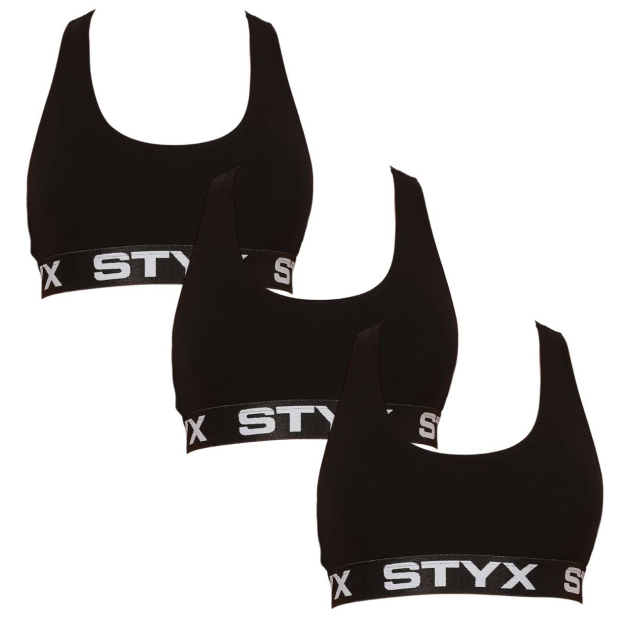 3PACK dámska podprsenka Styx šport čierna (3IP0960) M.
Hľadáte podprsenku, ktorá poskytuje maximálne pohodlie pri každodennom nosení a ľahkých športových aktivitách?
Prvotriedny materiál pre pohodlie bez kompromisov
Táto podprsenka je vyrobená zo zmesi bavlny, modalu a elastanu, čo jej dodáva jedinečné vlastnosti.
Podprsenka má certifikát Oeko-Tex® Standard 100, čo znamená, že neobsahuje škodlivé látky a je bezpečná pre citlivú pokožku.
Funkčný a štýlový dizajn na každý deň
Športová podprsenka Styx nemá žiadne kostice ani dodatočné výstuže, čo vám poskytne prirodzené pohodlie bez nepríjemných pocitov.
Prečo je športová podprsenka Styx nevyhnutnou súčasťou vášho šatníka

Optimálna opora pri športe: Navrhnutá pre aktívne ženy, poskytuje potrebnú oporu počas fyzických aktivít a zaisťuje pohodlie a bezpečnosť.
Pohodlný a priedušný materiál: Vyrobená z kvalitných materiálov, ktoré sú príjemné na telo a umožňujú pokožke dýchať, čím minimalizujú potenie a podráždenie.
Štýlový a univerzálny dizajn: Jednoduchý vzhľad a moderný strih umožňujú nosiť podprsenku nielen počas športovania, ale aj ako súčasť každodenného oblečenia.

Spodná bielizeň Styx je jednou z najobľúbenejších
Česká značka Styx je medzi zákazníkmi známa najmä vďaka svojej spodnej bielizni s neotrelými vzormi vo výrazných farbách.
Ako sa starať o podprsenku Styx?
Aby vám vaša obľúbená podprsenka dlho vydržala, odporúčame dodržiavať tieto tipy.

Pranie: Odporúčané na 30 °C pre zachovanie mäkkosti a pružnosti materiálu.
Sušenie: Nevhodné do sušičky, najlepšie je nechať podprsenku voľne uschnúť na vzduchu.
Žehlenie: Môžeš žehliť na nízku teplotu, najlepšie naruby.

Tip: Vaša obľúbená spodná bielizeň si zaslúži šetrné zaobchádzanie.