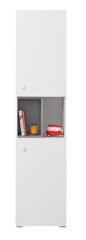 Vysoká skrinka omega - biela/betón.

 

Úložný priestor nájdete v dvoch dvierkach a otvorenom priestore medzi nimi.

 

Všetok nábytok patriaci do kolekcie Omega nájdete nižšie v súvisiacich produktoch.