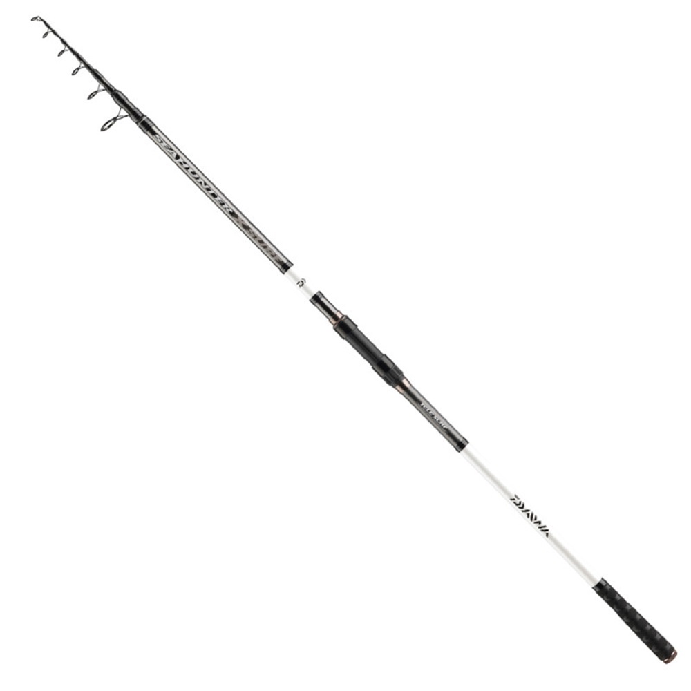 Daiwa prút seahunter x tele surf 3,90 m 60-180 g.
 Štíhly blank z uhlíkových vlákien HMC+ sa počas nahadzovania plne ohýba a indikuje aj jemné zábery s veľkou presnosťou.
 Je vybavený prvotriednymi očkami Seaguide odolnými voči slanej vode a rukoväťou zo zmršťovačky X-pattern.