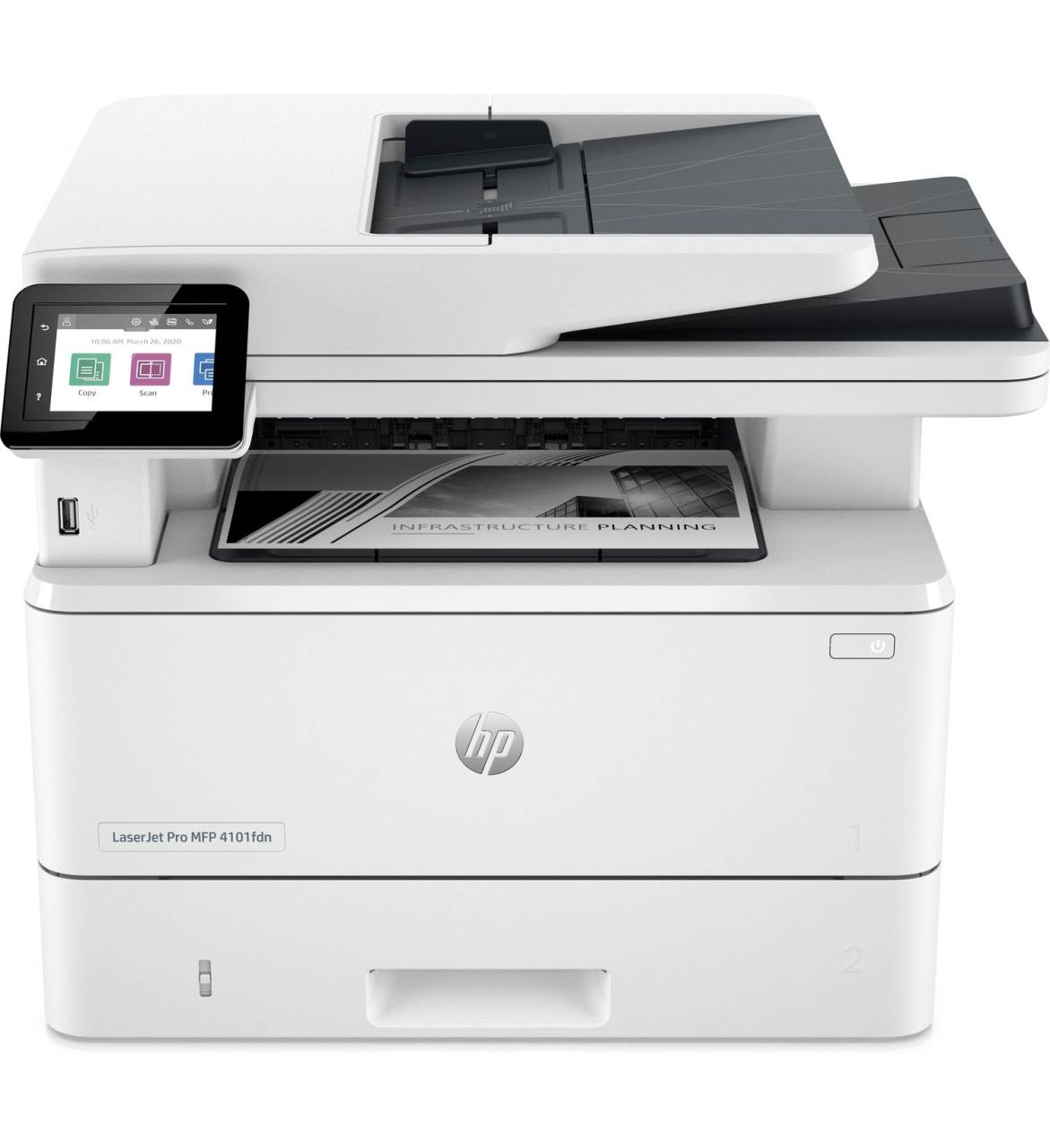 HP LaserJet Pro MFP 4102fdn 2Z623F#B19 laserová multifunkcia.

Táto moderná tlačiareň bola skonštruovaná s ohľadom na maximálnu produktivitu, dosahuje vysoké rýchlosti a využíva spoľahlivý hardvér, vďaka čomu umožňuje bezstarostné každodenné používanie, takže sa môžete viac sústrediť na svoje podnikanie.

Funkcie: tlač, kopírovanie, skenovanie, faxovanie
Ovládací panel: 2,7” farebný dotykový displej

Tlač
Technológia tlače: laser
Formát tlačiarne: A4
Obojstranná tlač:  automatická obojstranná tlač
Kvalita tlače – čiernobielo: Fine Lines (1200x1200dpi)
Rýchlosť tlače – čiernobielo: až 40 str./min
Rýchlosť obojstrannej tlače: až 34 obr./min
Tlač prvej strany (čiernobielo): už za 6,3s
Max.
Tlačové jazyky: HP PCL 6, HP PCL 5e, emulácia HP Postscript úrovne 3, PDF, URF, PWG Raster
Typy médií: papier (bežný, EcoFFICIENT, ľahký, ťažký, kancelársky, farebný, listový, predtlačený, dierovaný, recyklovaný, hrubý); obálky; štítky
Okraje tlače: horný: 4,3mm, spodný: 4,3mm, ľavý: 4,3mm, pravý: 4,3mm; maximálna oblasť tlače: 207,4x347,1mm

Kopírovanie
Rýchlosť kopírovania čiernobielo (A4): až 38 kópií/min
Maximálny počet kópií: až 9999 kópií
Zmenšenie/zväčšenie: 25 až 400%

Skenovanie
Rýchlosť skenovania (A4):
* normálne: až 29 str./min alebo 46 obr./min (čiernobielo), až 20 str./min alebo 34 obr./min (farebne)
* obojstranný: rýchlosť tlače až 46 obr./min (čiernobielo), až 34 obr./min (farebne)
Formát uloženia skenovaného dokumentu: PDF, JPG, TIFF
Obojstranné skenovanie prostredníctvom automatického podávača dokumentov: Áno
Optické rozlíšenie skenu: až 1200x1200dpi
Pokročilé funkcie skenera: náhľad kopírovania
Skenovateľná oblasť.
Bitová hĺbka/úrovne odtieňov sivej: 24bitové/256

Fax
Rýchlosť prenosu faxu: 33,6kbps (maximálna), 14,4kb/s (predvolená)
Pamäť faxu: až 400 strán
Rozlíšenie faxu: štandardne: 203x98dpi; jemné: až 203x196dpi; veľmi jemné: až 300x300dpi 
Rýchla voľba: až 200 čísel
Odložené odoslanie faxu: Nie

Rýchlosť procesora: 1200MHz
Pamäť: 512MB
Kapacita zásobníka:
* štandardné vstupné zariadenie na manipuláciu s papierom: viacúčelový zásobník 1 na 100 listov, vstupný zásobník 2 na 250 listov, automatický podávač dokumentov na 50 listov
* štandardné výstupné zariadenie na manipuláciu s papierom: výstupný zásobník na 150 listov
Podporované operačné systémy:  Windows; Android; iOS; Mobile OS; macOS; Chrome OS
Rozhranie:
* 1x vysokorýchlostný port USB 2.0
* 1x zadný hostiteľský port USB
* 1x predný port USB
* sieťový port Gigabit Ethernet 10/100/1000BASE-T
* 802.3az (EEE)

Náhradné tlačové kazety:
* HP 149A čierna originálna tonerová kazeta LaserJet (~ 2900 strán), W1490A
* HP 149X čierna originálna tonerová kazeta LaserJet (~ 9500 strán), W1490X

Hlučnosť: 54dB(A)
Rozmery (ŠxHxV): 420x390x323mm (bez vysunutia zásobníkov a krytov)
Hmotnosť: 12,6kg

Obsah balenia:
* tlačiareň HP LaserJet Pro MFP 4102fdn
* napájací kábel
* predinštalovaná originálna čierna tonerová kazeta HP LaserJet
* príručka Začíname
* informačný leták
* záručný list
* regulačný leták

Záruka: 2 roky




Tlačiareň s dynamickým zabezpečením
Niektoré tlačiarne HP sú určené na prevádzku iba s kazetami, ktoré majú nový alebo znovu použitý čip HP alebo elektronické obvody.

Získajte po registrácii 3-ročnú predĺženú záruku: https://h41201.www4.hp.com/WMCF.Web/sk/sk/promotion/14227/One/