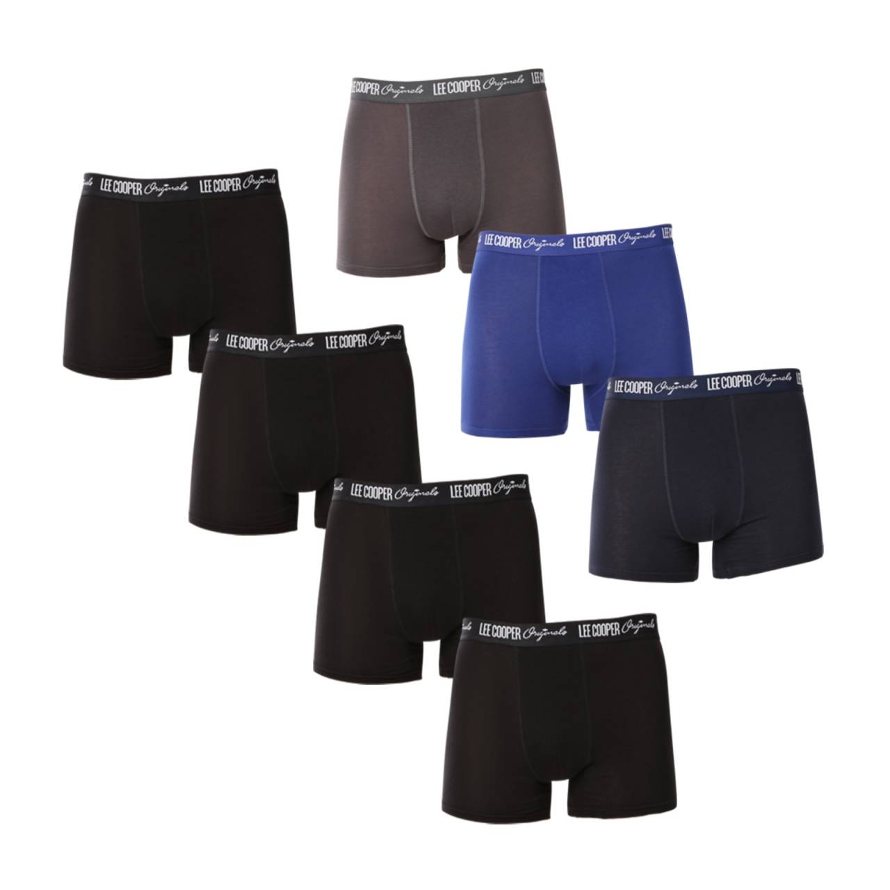 7PACK herenboxershort Lee Cooper veelkleurig (PO41014-mix) M.
Geniet van uitzonderlijk comfort en modern design met deze herenboxershorts van het populaire merk Lee Cooper.
Kwaliteitsmateriaal dat je niet in de steek laat
De Lee Cooper boxershorts zijn gemaakt van een eersteklas mix van katoen en elastaan die zachtheid, ademend vermogen en flexibiliteit biedt.
Eenvoudig ontwerp, moderne look en eindeloos comfort
Deze boxershorts hebben een origineel ontwerp.
Waarom zal je van Lee Cooper boxers houden?

Comfort en kwaliteit: Hoogwaardige mix van katoen en elastaan voor de hele dag door comfort.


Veelzijdigheid: Ideaal voor dagelijks gebruik, sport en vrijetijdsactiviteiten.


Stijlvol detail: Het geweven rubber met het Lee Cooper logo zorgt voor een moderne look.

Lee Cooper maakt al meer dan 100 jaar kwaliteitsondergoed
Herenboxers en ander ondergoed van de hoogste kwaliteit vind je bij Lee Cooper, een merk dat populair is bij klanten over de hele wereld.
Hoe zorg je goed voor je nieuwe boxers

Wasgoed: Om de kleur en kwaliteit van het materiaal te behouden, raden we aan de boxers te wassen op 40 °C.


Drogen: Voor een langere wasduur raden we het gebruik van een wasdroger af.


Strijken: Boxershorts kunnen gestreken worden op een lage temperatuur die geschikt is voor katoen.

Tip: Het juiste ondergoed vinden dat perfect bij je past, kan een uitdaging zijn.
