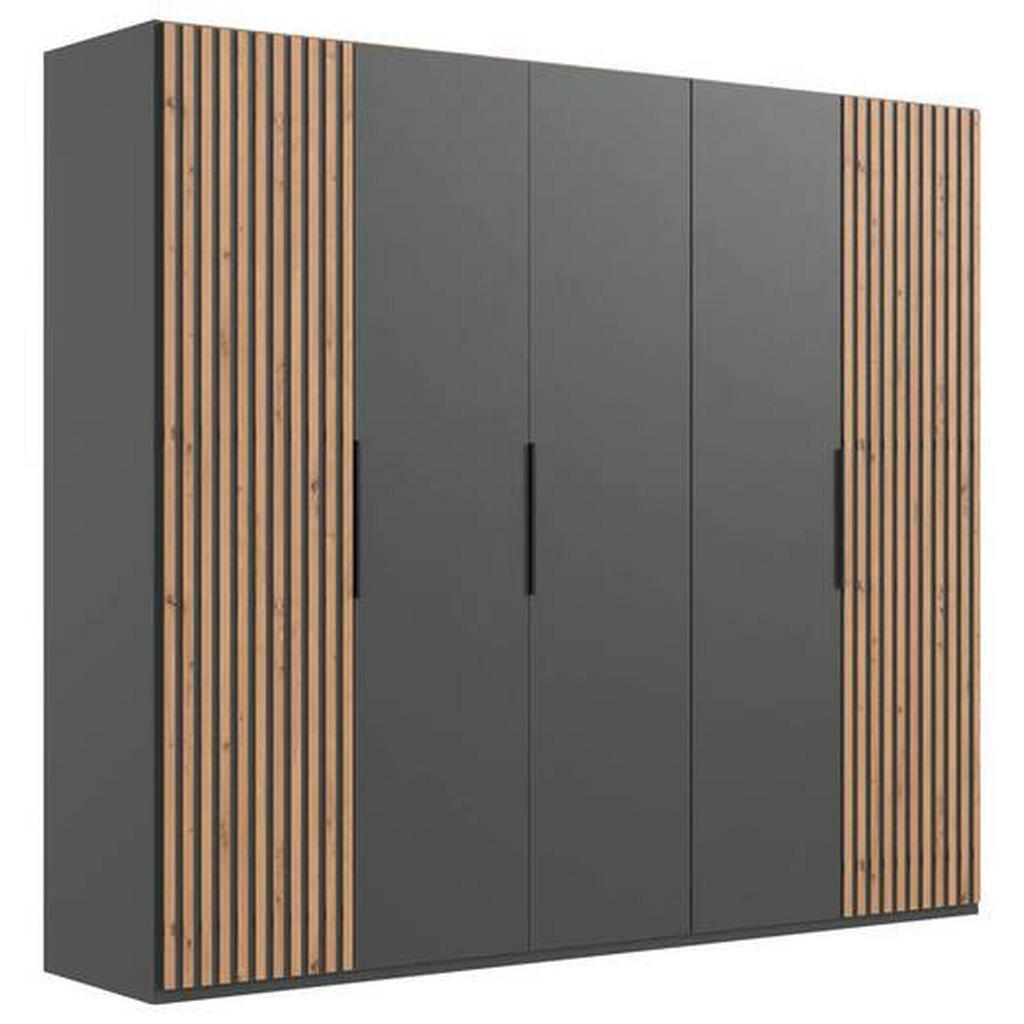 MID.YOU SKRIŇA S OTOČNÝMI DVERAMI, grafitová, farba duba, 250/216/58 cm.