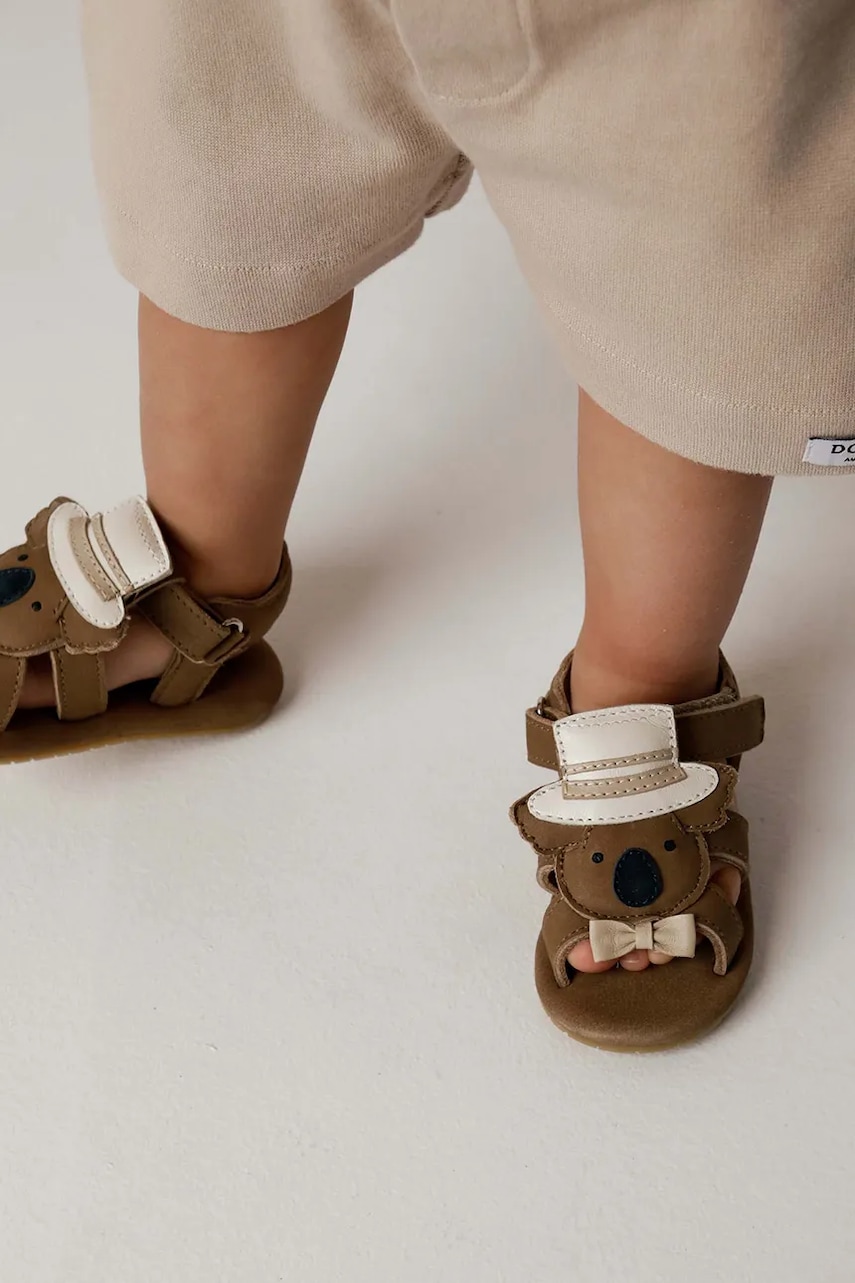 Detské kožené sandále Donsje Stelloux Sandals Groom hnedá farba, 1041302.