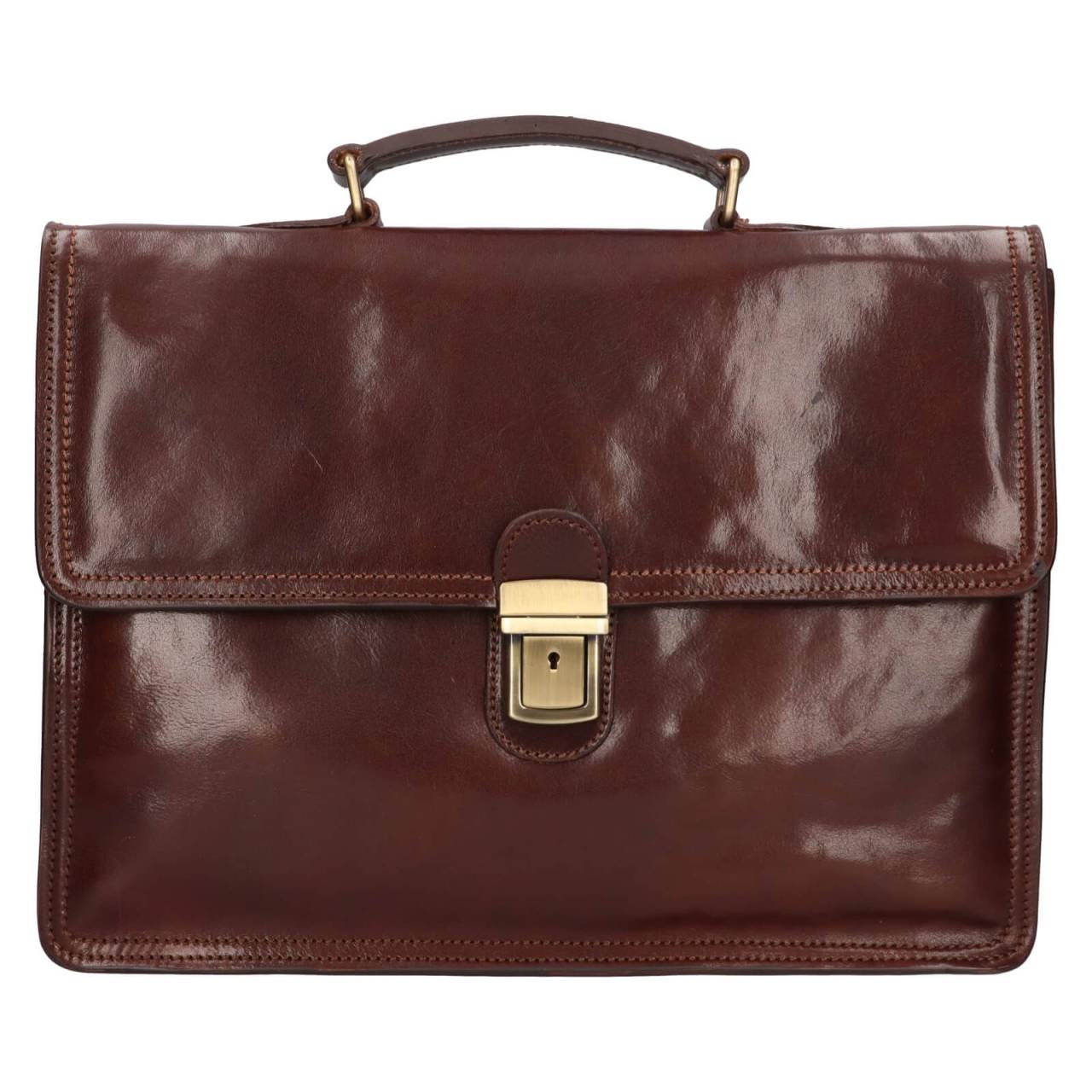 Pánska kožená aktovka Italia Hugo - tmavo hnedá.