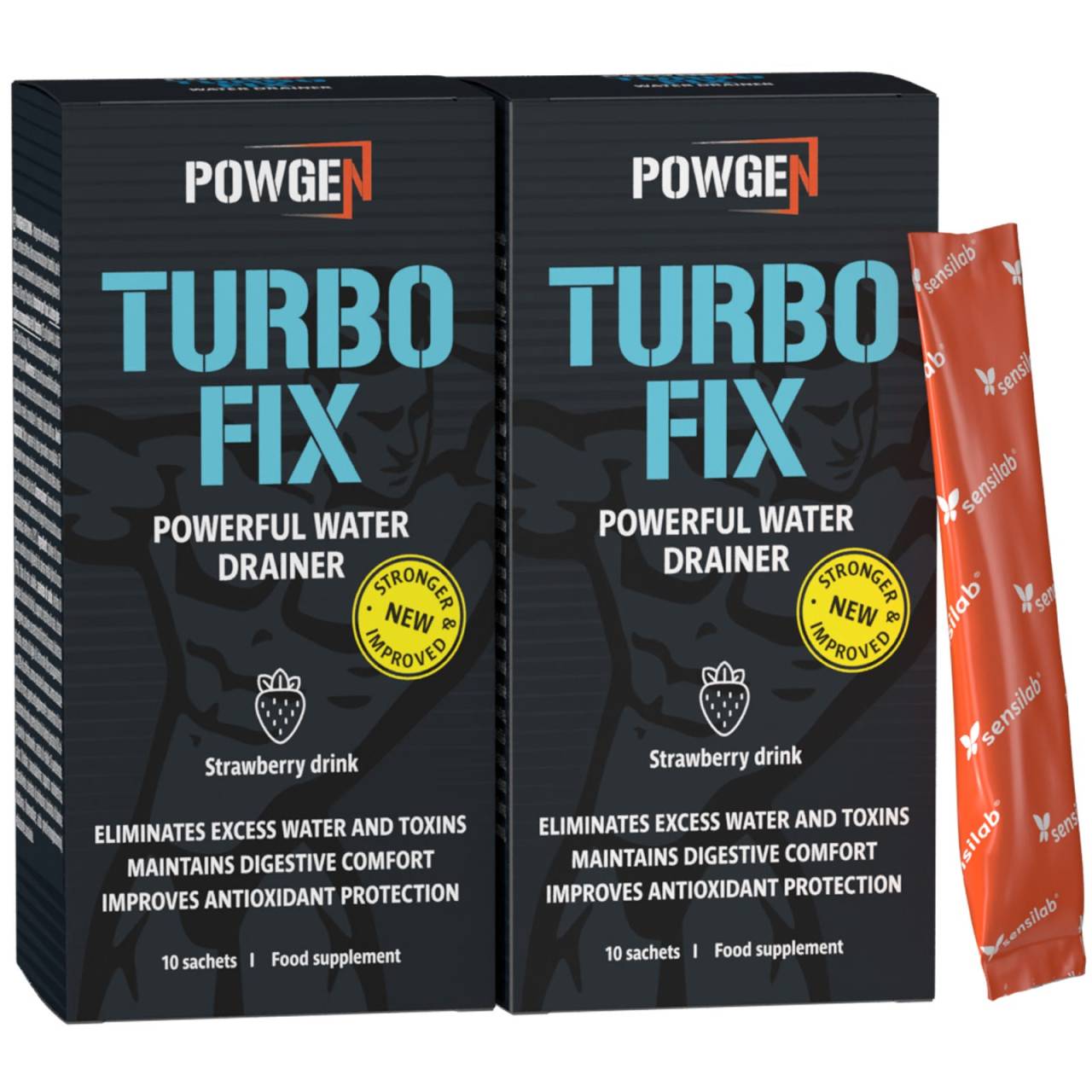 Turbo Fix Water Drainer | 1+1 GRATIS | Körper Entwässern für definierteren Körper | Bodybuilding | 2x 10 Beutel | PowGen.
