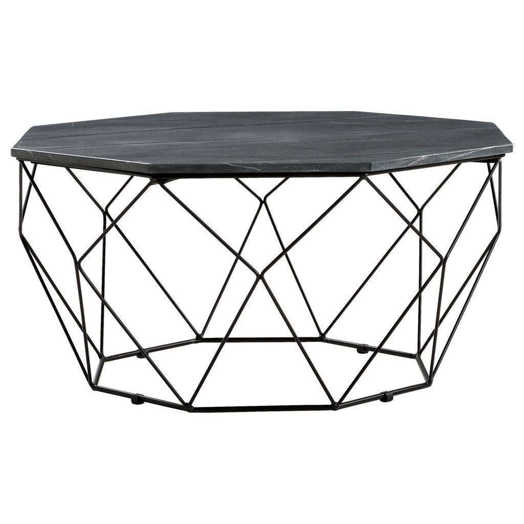 Novel KONFERENČNÝ STOLÍK, čierna, kov, kameň, 84/84/43 cm.