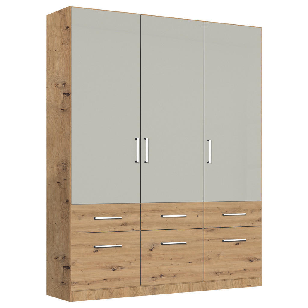 Carryhome SKRIŇA S OTOČNÝMI DVERAMI, biela, biela s vysokým leskom, 136/197/54 cm.