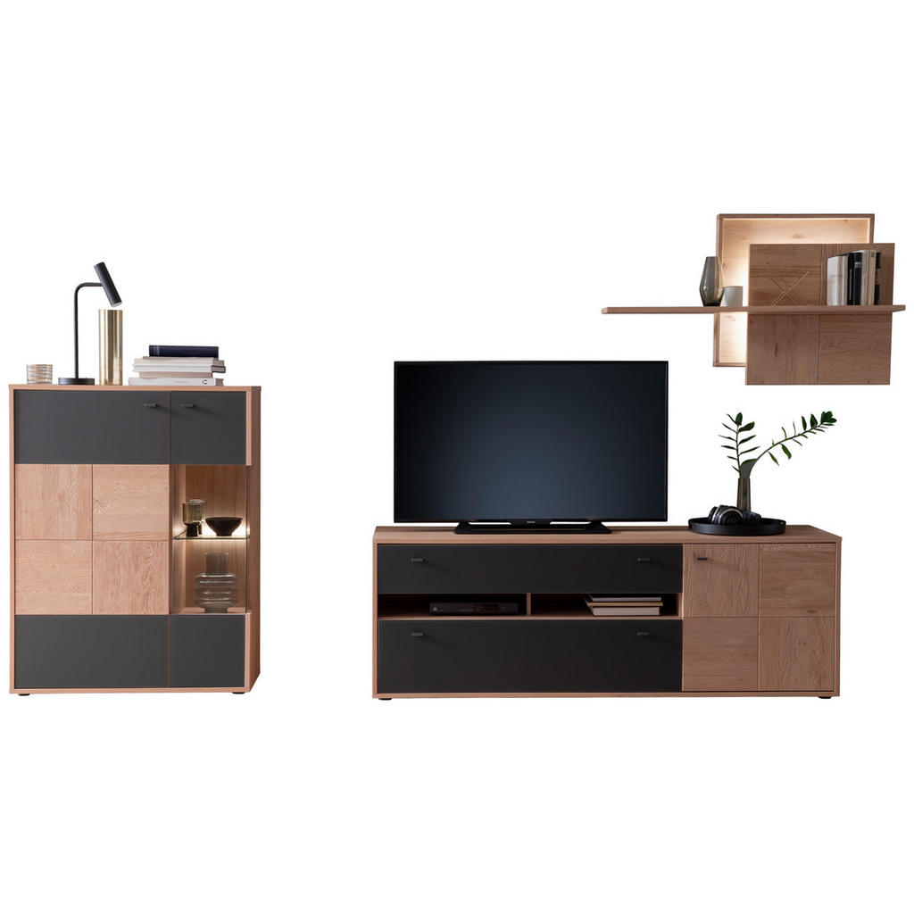 MID.YOU OBÝVACIA STENA, antracitová, dub bianco.