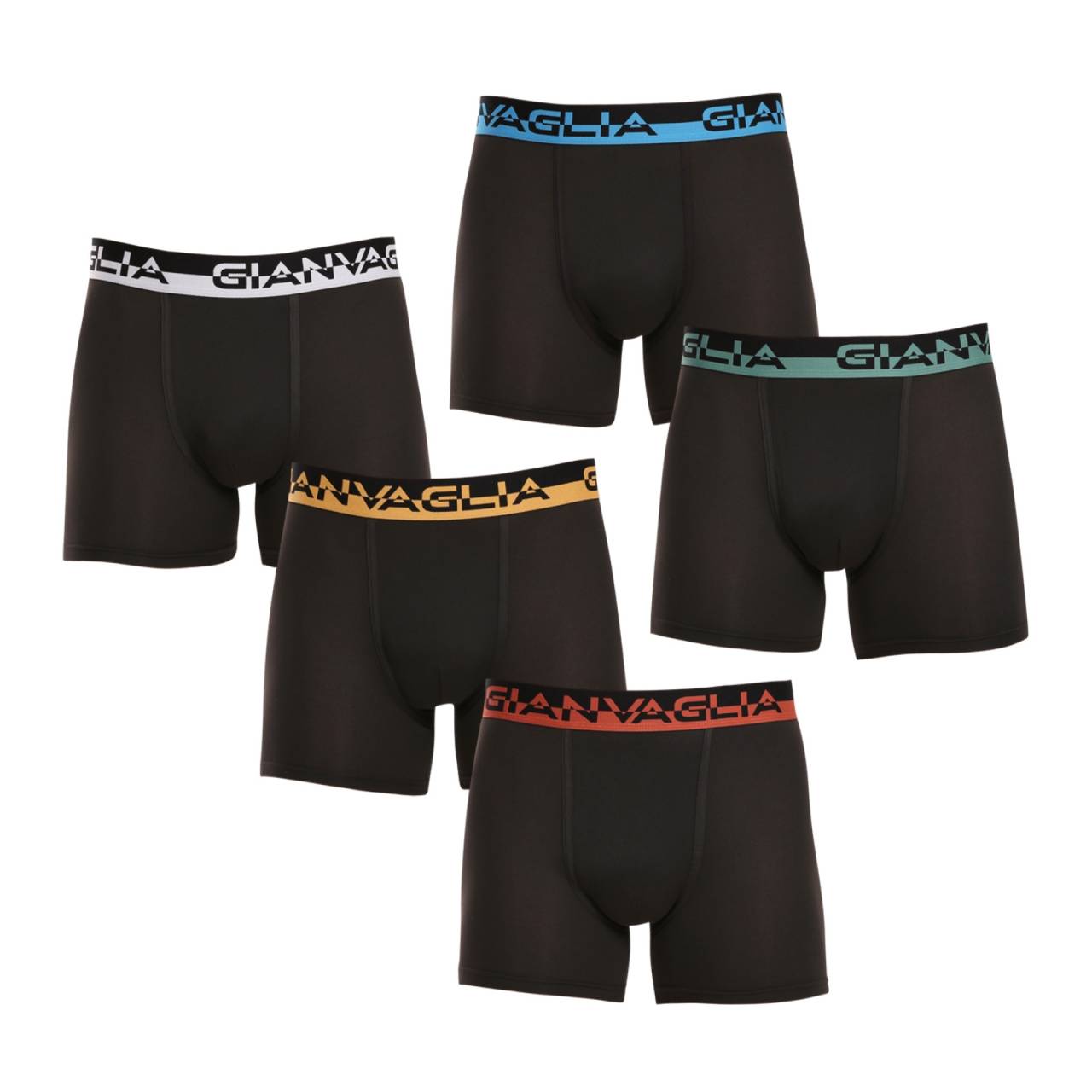 5PACK Herren Klassische Boxershorts Gianvaglia schwarz (GVG-5008) L.
Erleben Sie Komfort, den Sie auf den ersten Blick und bei der ersten Berührung lieben werden.
Bequemes Material, das sich Ihnen anpasst
Die Boxershorts von Gianvaglia sind aus Baumwolle mit einer Mischung aus Polyamid und Elastan.
Modernes Design für Männer, die wissen, was sie wollen
Das schlichte, minimalistische Design wird durch ein gewebtes Gummiband mit einem unverwechselbaren Logo ergänzt, das den Boxershorts einen modernen Look verleiht.
Warum Sie Gianvaglia Boxershorts ausprobieren sollten

Bequemer Schnitt für jeden Tag: Die längeren Beine und der elastische Gummizug sorgen für Halt und Komfort, so dass sich die Boxershorts für Freizeitkleidung, Sport und Freizeitaktivitäten eignen.


Eine Kombination aus Stil und Funktionalität: Moderne Details verleihen den Boxershorts einen unverwechselbaren Stil, der jede Garderobe belebt.


Hochwertige Materialmischung: Dank der Beimischung von Elastan und Polyamid passen sich die Boxershorts leicht dem Körper an und bleiben den ganzen Tag über bequem.

Gianvaglia Unterwäsche bringt modischen Schwung in Ihre Garderobe
Die italienische Wäschemarke Gianvaglia hat eine südliche Wildheit.
Pflege der Gianvaglia Boxershorts
Damit Ihre Boxershorts lange halten und in perfektem Zustand bleiben, empfehlen wir folgende Pflege:

Wäscherei: Pro Boxershorts bei 30°C.


Trocknen: Wir raten vom Trocknen im Wäschetrockner ab, um die Elastizität des Gummis und des Materials nicht zu beschädigen.


Bügeln: Falls erforderlich, bügeln Sie bei einer für Baumwolle geeigneten niedrigen Temperatur.

Tip: Werden Sie mit den Tipps in unserem Artikel zum Experten für die Pflege von Dessous und geben Sie Ihren Lieblingsstücken die Pflege, die sie verdienen.