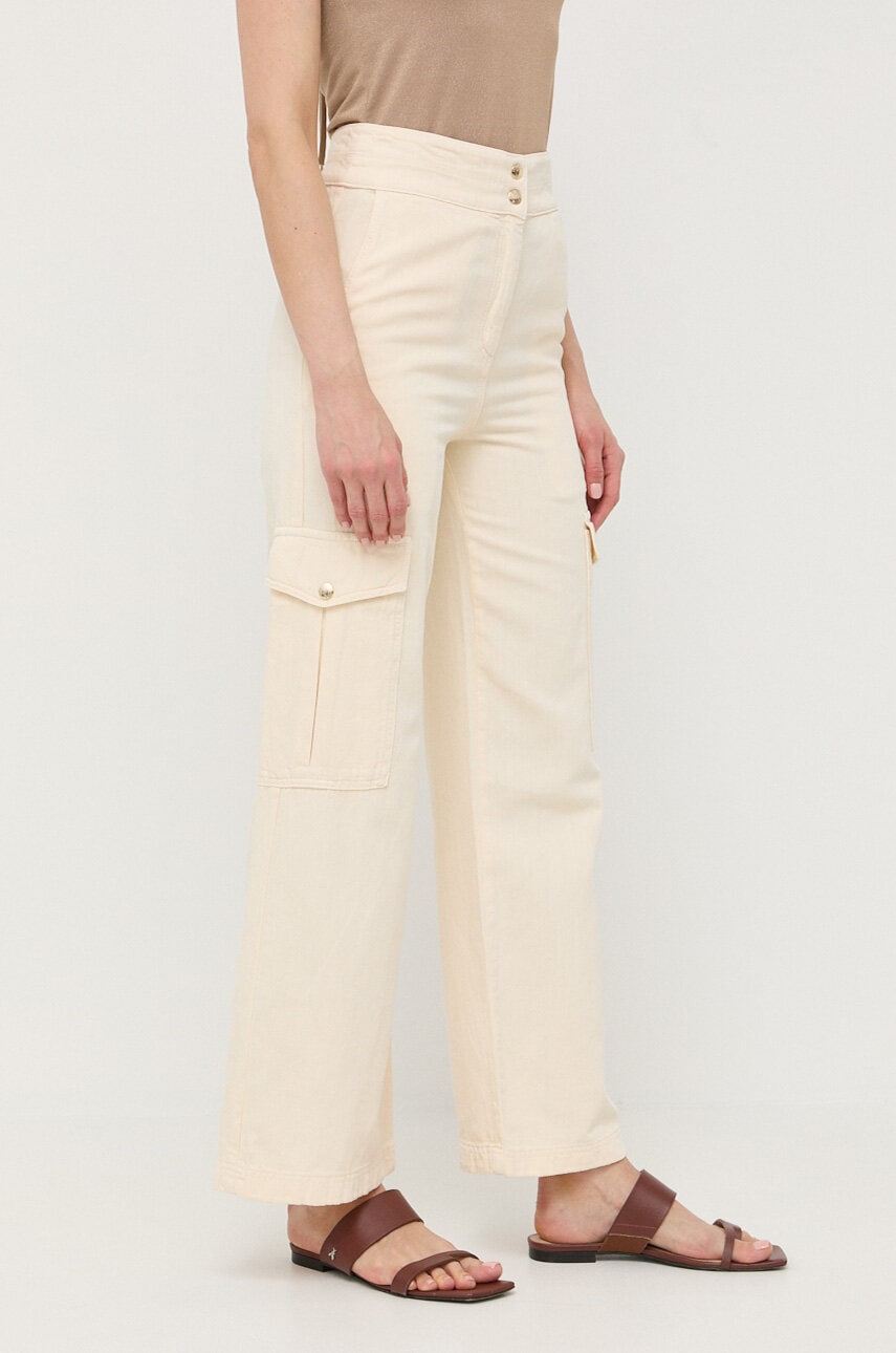 Nohavice s prímesou ľanu Patrizia Pepe vysoký pás.