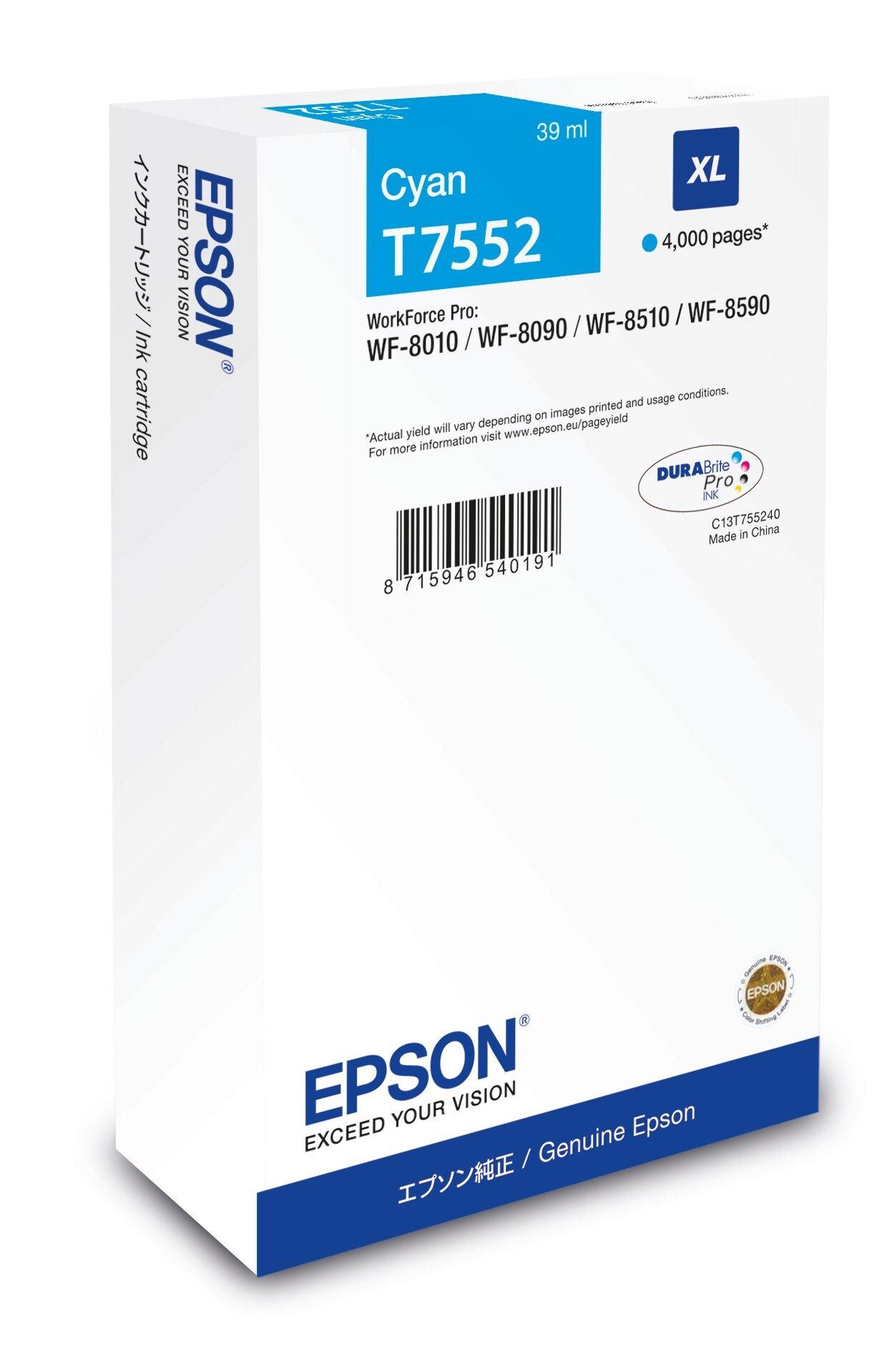 Epson T7552 XL C13T75524N azúrová (cyan) originálna cartridge.
Originálna cartridge = záruka priamo od výrobcu tlačiarne
100 % použitie v tlačiarni - spoľahlivá a bezproblémová tlač
Použitím originálnej náplne predlžujete životnosť tlačiarne
Overená špičková kvalita - jasný a čitateľný text, jemná grafika, kvalitnejšie obrázky
Použitie originálnej kazety ponúka rýchly a vysoký výkon a pritom stabilné výsledky = EFEKTÍVNA TLAČ
Jednoduchá inštalácia a údržba
Zabezpečujeme bezplatnú recykláciu originálnych náplní
Garancia Vašej spokojnosti s použitím našej originálnej náplne

Kód výrobcu: C13T75524N