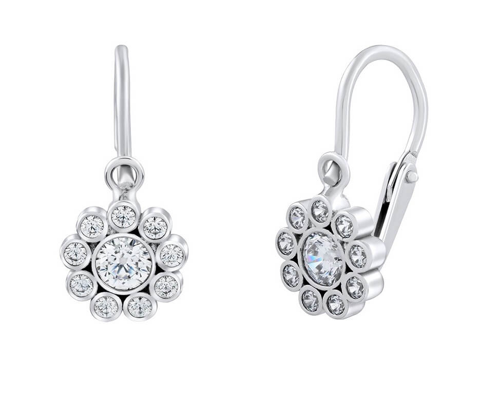 Silvego Nežné dievčenské náušnice pre deti z bieleho zlata so zirkónmi SILVEGOB70347BRGW.