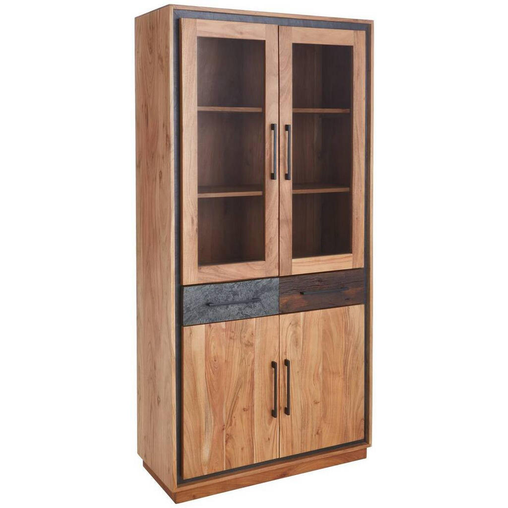 Landscape VITRÍNA, akácia, staré drevo, hnedá, farba akácie, tmavosivá, 90/185/40 cm.