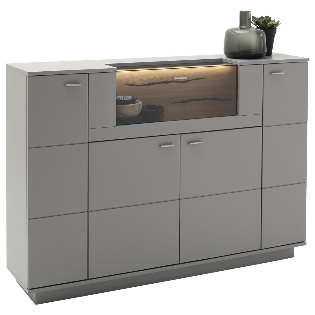 MID.YOU VYSOKÁ KOMODA, sivá, farba duba, 160/113/38 cm.