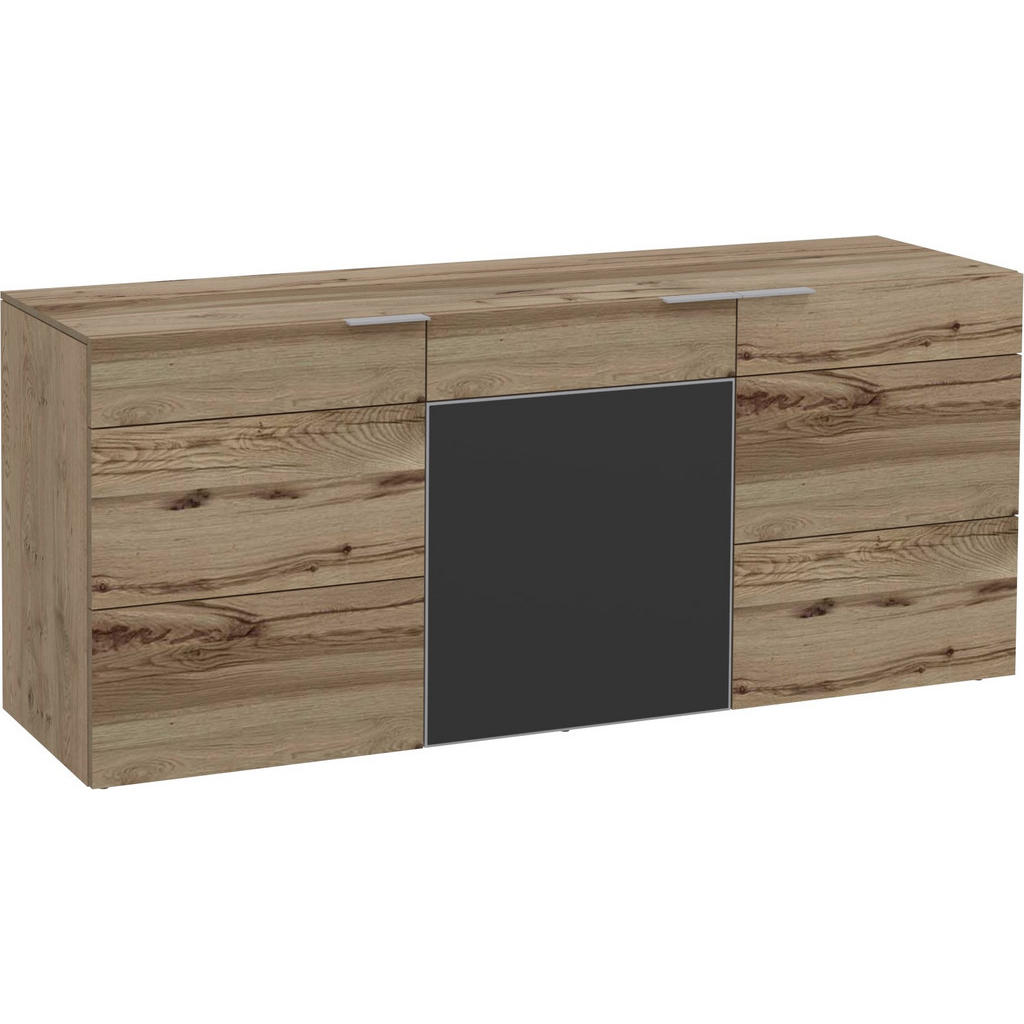 Voglauer ŠIROKÁ KOMODA, staré drevo, dub, antracitová, farba duba, 192/82/51,6 cm.