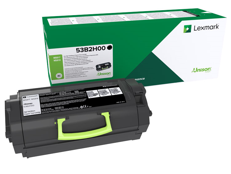 Lexmark 53B2H00 čierny (black) originálny toner.
Originálny toner = záruka priamo od výrobcu tlačiarne
100 % použitie v tlačiarni - bezproblémové fungovanie s vašou tlačiarňou
Použitím originálnej náplne predlžujete životnosť tlačiarne
Overená špičková kvalita - vysoko kvalitná a spoľahlivá tlač originálnou tlačovou kazetou od prvej do poslednej stránky
Trvalé a profesionálne výsledky tlače - dlhodobá udržateľnosť tlače
Kratšia prodleva pri tlači stránok
Garancia Vašej spokojnosti s použitím našej originálnej náplne
Zabezpečujeme bezplatnú recykláciu originálnych náplní
Zlyhanie náplne v menej ako 1% prípadov
Jednoduchá a rýchla výmena náplne

Kód výrobcu: 53B2H00