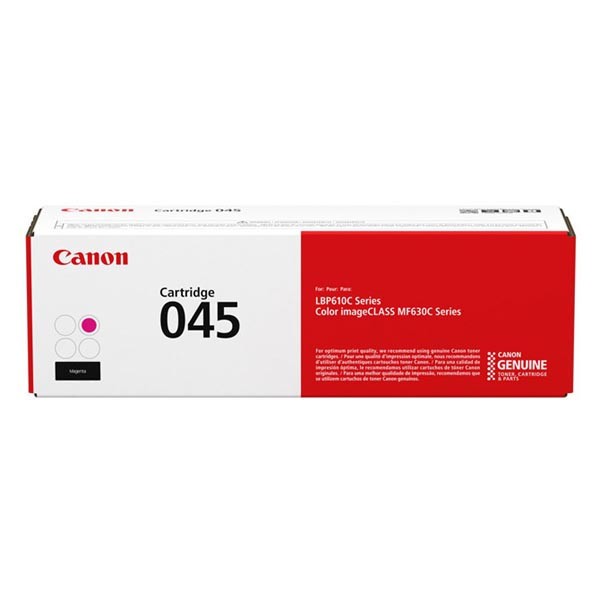 Canon 045M (1240C002) purpurový (magenta) originálny toner.
Originálny toner = záruka priamo od výrobcu tlačiarne
100 % použitie v tlačiarni - bezproblémové fungovanie s vašou tlačiarňou
Použitím originálnej náplne predlžujete životnosť tlačiarne
Osvedčená špičková kvalita - vysoko kvalitná a spoľahlivá tlač originálnou tlačovou kazetou od prvej do poslednej stránky
Trvalé a profesionálne výsledky tlače - dlhodobá udržateľnosť tlače
Kratšia prodleva pri tlači stránok
Garancia Vašej spokojnosti s použitím našej originálnej náplne
Zabezpečujeme bezplatnú recykláciu originálnych náplní
Zlyhanie náplne v menej ako 1% prípadov
Jednoduchá a rýchla výmena náplne

Kód výrobcu: 1240C002