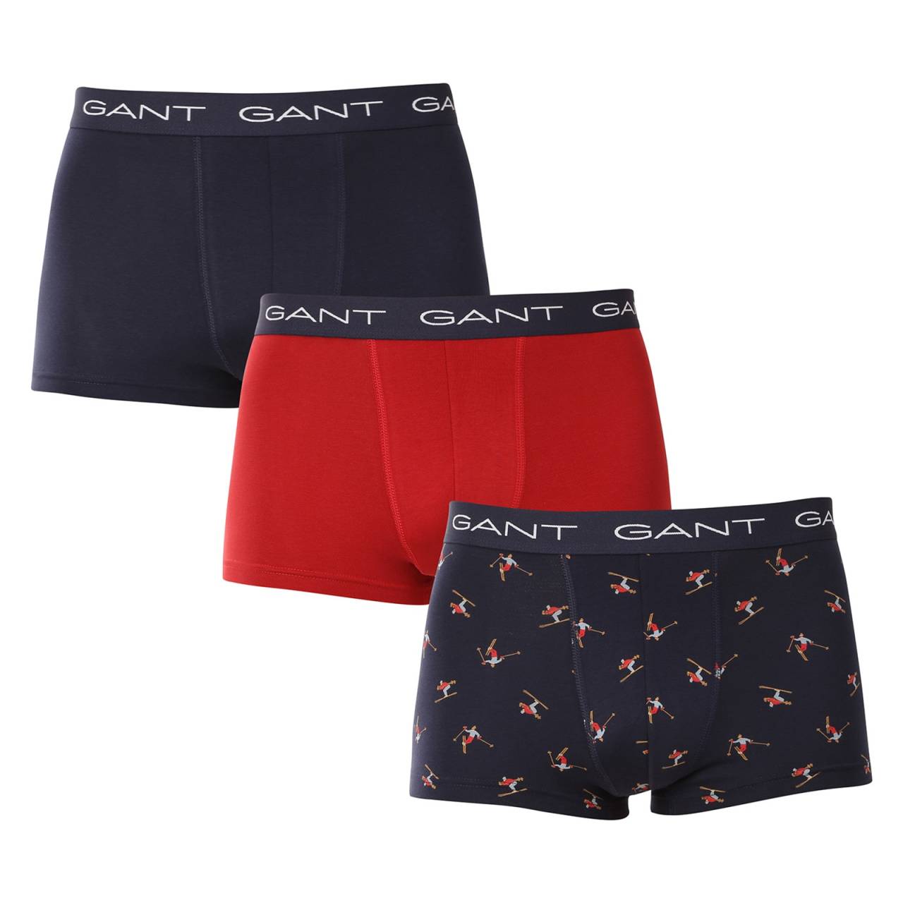 3PACK Herren Klassische Boxershorts Gant mehrfarbig (902443023-433) M.
Setzen Sie auf Komfort und einen zeitlosen Look mit den Herren-Boxershorts von GANT in einer zeitlosen Farbkombination.
Hochwertiges Material für täglichen Komfort
Die Boxershorts sind aus einer hochwertigen Baumwoll-Elastan-Mischung gefertigt.
Modernes Design für die Arbeit und das Date am Abend
Das schlichte Design wird durch einen Bund mit dem GANT-Logo ergänzt, der weich ist und nicht drückt.
Warum Sie unbedingt GANT Boxershorts ausprobieren sollten

Hochwertiges Material und bequeme Passform: Weiche Baumwolle mit Elastan sorgt für Komfort und eine gute Passform.
Elegantes, minimalistisches Design: Das klassische Farbschema und der Logogummi wirken elegant und modern.
Vielseitig einsetzbar: Ideal für Alltag, Arbeit, Sport und Freizeit.

GANT Unterwäsche für stilvolle Männer
Seit 1949 ist die Marke GANT ein Synonym für präzise Verarbeitung und hochwertige Materialien.
Pflegehinweise für GANT Herren-Boxershorts
Damit Ihre Wäsche lange in gutem Zustand bleibt, empfehlen wir die folgenden Tipps.

Waschen: Der Stift hat eine Höchsttemperatur von 40 °C.
Trocknen: Sie können Ihre Boxershorts im Wäschetrockner trocknen - wir empfehlen, das Schonprogramm auf eine niedrigere Temperatur einzustellen.
Bügeln: Falls erforderlich, können Sie sie bei niedriger Temperatur bügeln, am besten von innen nach außen.

Tip: Es kann schwierig sein, die richtige Unterwäsche zu finden, die perfekt sitzt.