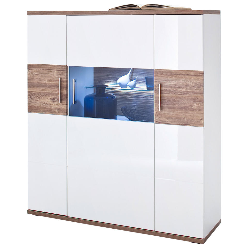 Livetastic VYSOKÁ KOMODA, biela, farba duba, 120/135/37 cm.