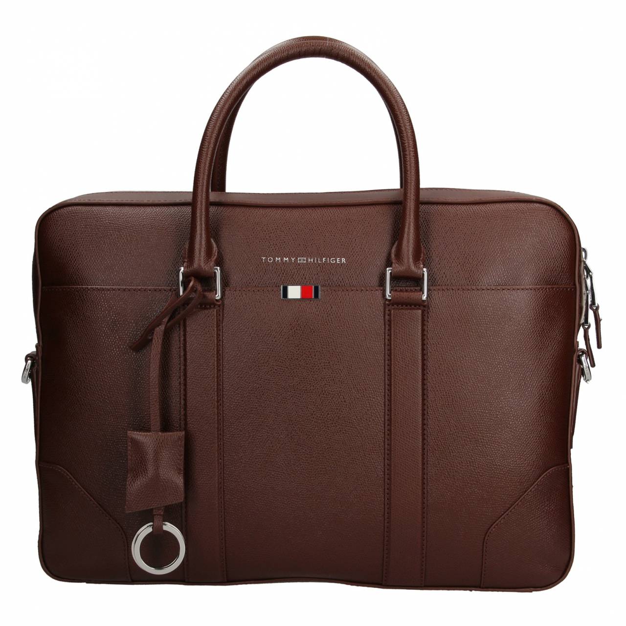 Pánska kožená business taška na notebook Tommy Hilfiger - hnedá.