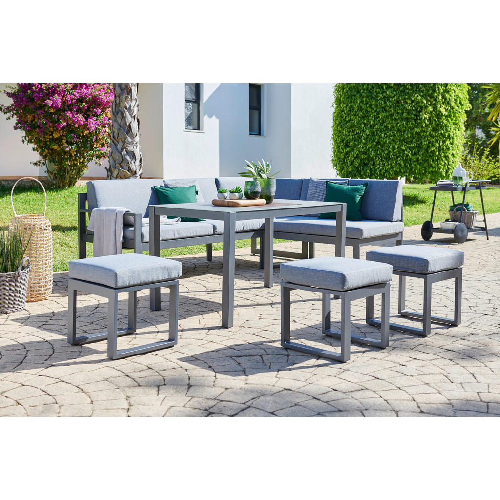 Ambia Garden JEDÁLENSKÁ TERASOVÁ SÚPRAVA 6-dielne, kov, sklo, textil.