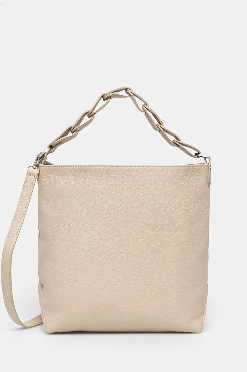 Kožená kabelka Medicine béžová farba.