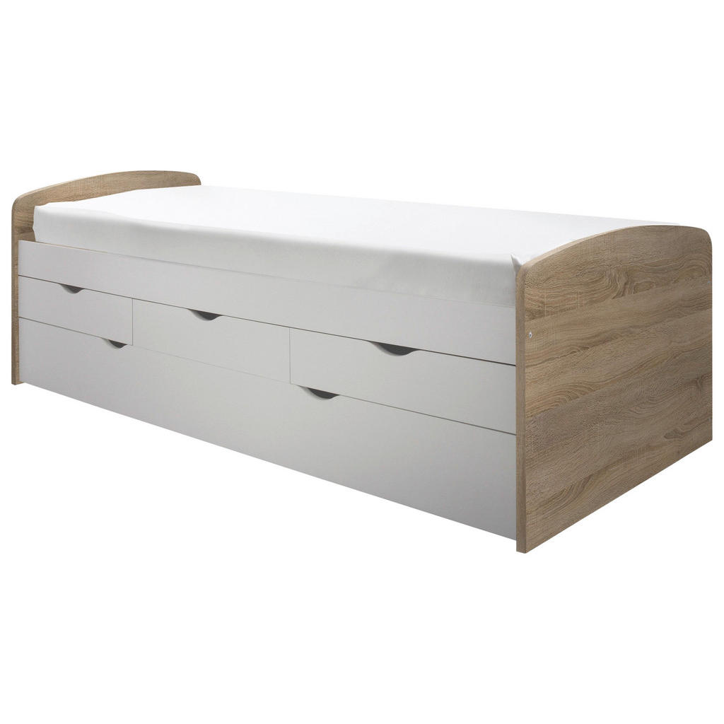 MID.YOU VÝSUVNÁ POSTEĽ, 90/200 cm biela, dub sonoma.