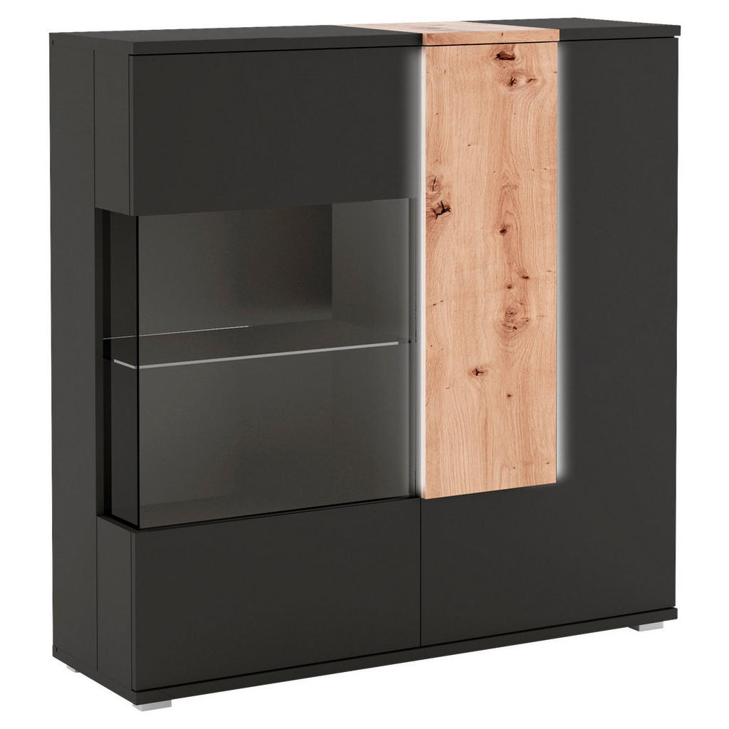 Livetastic VYSOKÁ KOMODA, čierna, dub artisan, 120/121/39 cm.