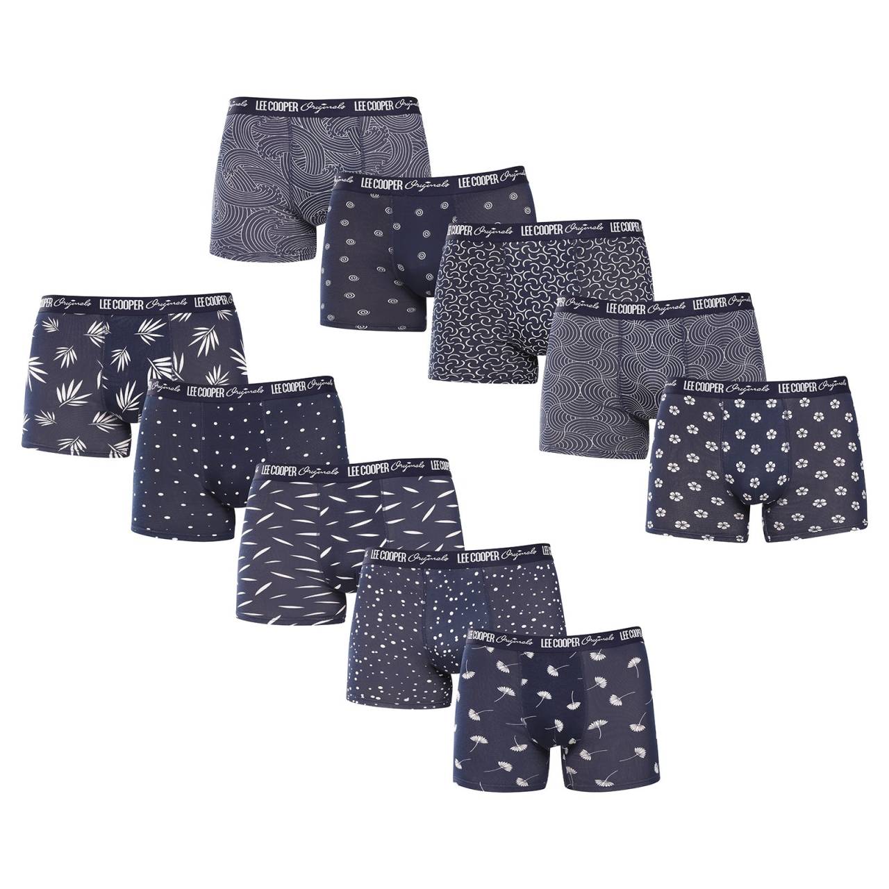 10PACK pánske boxerky Lee Cooper viacfarebné (LCUBOX10P2-1946718) XL, trenky.
Doprajte si výnimočné pohodlie a moderný dizajn s týmito pánskymi boxerkami od obľúbenej značky Lee Cooper.
Kvalitný materiál, ktorý vás nesklame
Boxerky Lee Cooper sú vyrobené z prvotriednej zmesi bavlny a elastanu, ktorá zaručuje mäkkosť, priedušnosť a zároveň pružnosť.
Jednoduchý dizajn, moderný vzhľad a nekonečné pohodlie
Tieto boxerky sa môžu pochváliť originálnym dizajnom.
Prečo si obľúbite boxerky Lee Cooper?

Pohodlie a kvalita: Vysokokvalitná zmes bavlny a elastanu pre celodenné pohodlie.


Všestrannosť: Ideálne na každodenné nosenie, šport a voľnočasové aktivity.


Štýlový detail: Tkaná guma s logom Lee Cooper dodáva moderný vzhľad.

Lee Cooper vyrába kvalitnú spodnú bielizeň už viac ako 100 rokov.
Pánske boxerky a ďalšiu spodnú bielizeň najvyššej kvality nájdete u značky Lee Cooper, ktorá je obľúbená u zákazníkov na celom svete.
Ako sa starať o svoje nové boxerky

Pranie: Na zachovanie farby a kvality materiálu odporúčame boxerky prať pri teplote 40 °C.


Sušenie: Pre dlhšiu životnosť bielizne neodporúčame používať sušičku.


Žehlenie: Boxerky môžete žehliť pri nízkej teplote vhodnej pre bavlnu.

Tip: Nájsť ten správny kus spodnej bielizne, ktorý vám dokonale padne, môže byť náročné.