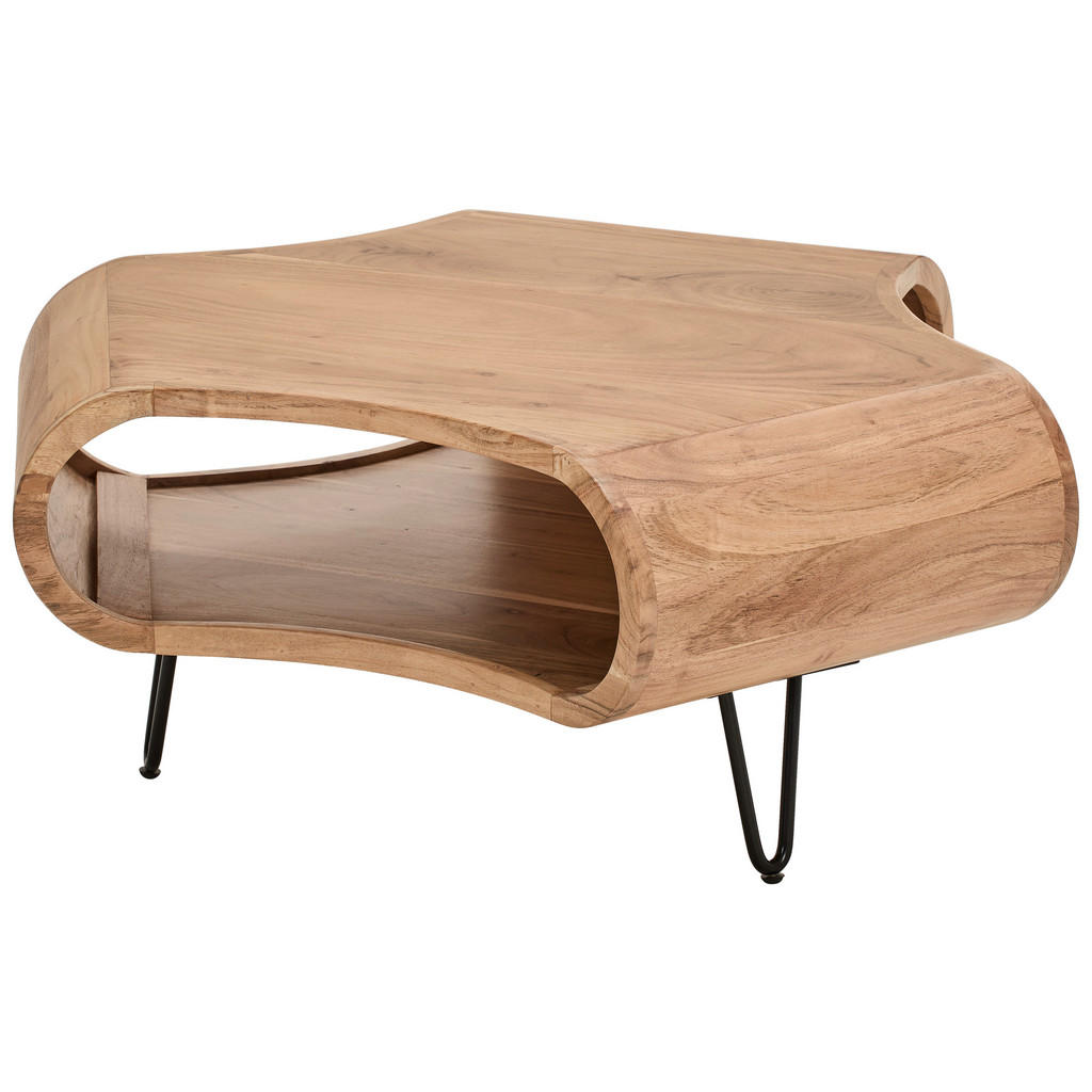 Carryhome KONFERENČNÝ STOLÍK, čierna, farba akácie, drevo, kov, 95/95/39 cm.