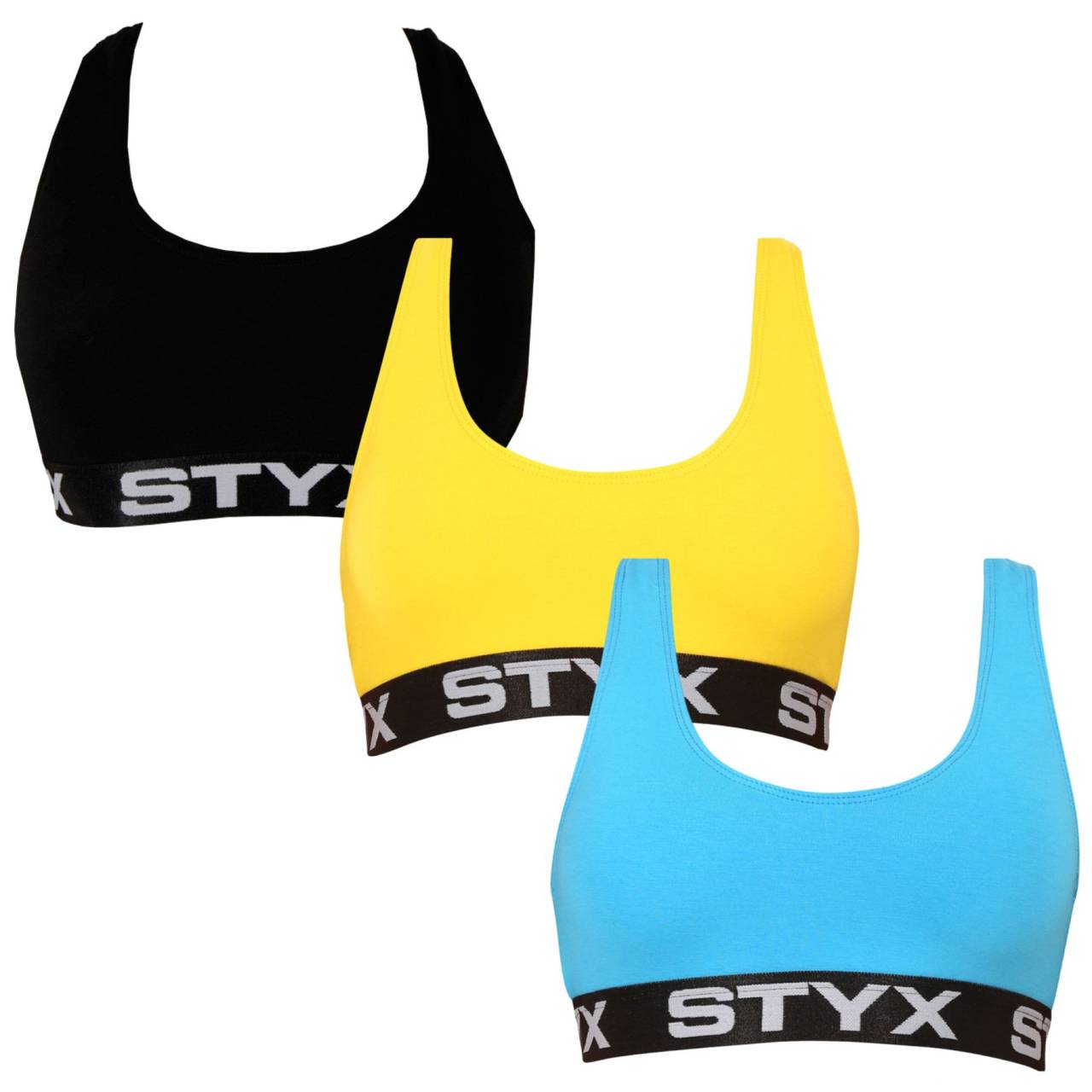 3PACK dámska podprsenka Styx šport viacfarebná (3IP96089) XL.
Hľadáte podprsenku, ktorá poskytuje maximálne pohodlie pri každodennom nosení a ľahkých športových aktivitách?
Prvotriedny materiál pre pohodlie bez kompromisov
Táto podprsenka je vyrobená zo zmesi bavlny, modalu a elastanu, čo jej dodáva jedinečné vlastnosti.
Podprsenka má certifikát Oeko-Tex® Standard 100, čo znamená, že neobsahuje škodlivé látky a je bezpečná pre citlivú pokožku.
Funkčný a štýlový dizajn na každý deň
Športová podprsenka Styx nemá žiadne kostice ani dodatočné výstuže, čo vám poskytne prirodzené pohodlie bez nepríjemných pocitov.
Prečo je športová podprsenka Styx nevyhnutnou súčasťou vášho šatníka

Optimálna opora pri športe: Navrhnutá pre aktívne ženy, poskytuje potrebnú oporu počas fyzických aktivít a zaisťuje pohodlie a bezpečnosť.
Pohodlný a priedušný materiál: Vyrobená z kvalitných materiálov, ktoré sú príjemné na telo a umožňujú pokožke dýchať, čím minimalizujú potenie a podráždenie.
Štýlový a univerzálny dizajn: Jednoduchý vzhľad a moderný strih umožňujú nosiť podprsenku nielen počas športovania, ale aj ako súčasť každodenného oblečenia.

Spodná bielizeň Styx je jednou z najobľúbenejších
Česká značka Styx je medzi zákazníkmi známa najmä vďaka svojej spodnej bielizni s neotrelými vzormi vo výrazných farbách.
Ako sa starať o podprsenku Styx?
Aby vám vaša obľúbená podprsenka dlho vydržala, odporúčame dodržiavať tieto tipy.

Pranie: Odporúčané na 30 °C pre zachovanie mäkkosti a pružnosti materiálu.
Sušenie: Nevhodné do sušičky, najlepšie je nechať podprsenku voľne uschnúť na vzduchu.
Žehlenie: Môžeš žehliť na nízku teplotu, najlepšie naruby.

Tip: Vaša obľúbená spodná bielizeň si zaslúži šetrné zaobchádzanie.