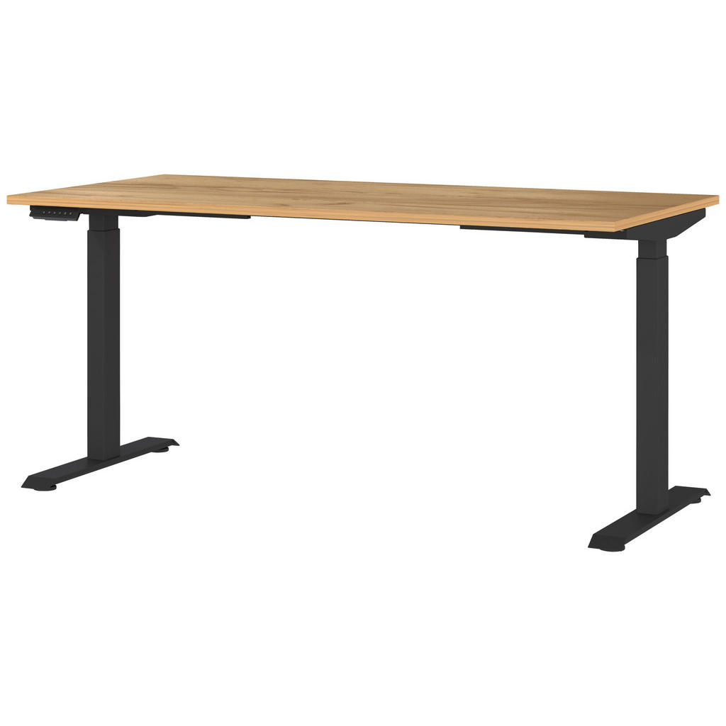 Novel PÍSACÍ STÔL, čierna, farba duba, 160/80/72-118 cm.