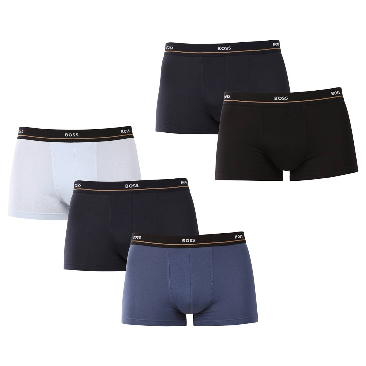 5PACK herenboxershort BOSS veelkleurig (50531660 983) L.
Verwen jezelf met ultiem comfort en tijdloze stijl met de BOSS herenboxerslip.
Eersteklas materiaal voor maximaal comfort
De boxershorts zijn gemaakt van een hoogwaardige mix van katoen en elastaan, die zorgt voor de perfecte combinatie van zachtheid, ademend vermogen en elasticiteit.
Stijlvol ontwerp en elegante uitstraling
Het klassieke ontwerp met een subtiel BOSS-logo op het geweven rubber geeft de boxers een moderne en verfijnde look.
Waarom je van BOSS boxers zult houden

Premium katoen: Zacht, ademend en comfortabel op het lichaam.
Elastische tailleband met BOSS-logo: Stijlvol en comfortabel.
Langere slipjes: Ideaal onder een pak en om mee te sporten.
Flexibel materiaal: Het past zich perfect aan je lichaam aan.

Alle stijlvolle mannen zullen dol zijn op BOSS ondergoed
Het merk BOSS is voortgekomen uit de bekende kledingfabrikant Hugo Boss als een productlijn voor mannen die houden van kwaliteitsstukken en tijdloze looks.
Hoe verzorg je je BOSS boxers?
Om ervoor te zorgen dat je nieuwe boxershort zo lang mogelijk zijn vorm en kwaliteit behoudt, raden we je aan deze richtlijnen te volgen:

Wasgoed: Wassen op 40°C met vergelijkbare kleuren en een mild wasmiddel.
Drogen: Je kunt ze op een laag pitje in de droogtrommel drogen, maar wij raden aan om ze aan de lucht te laten drogen voor een langere levensduur.
Strijken: Strijk zo nodig op laag vuur.

Tip: Het juiste ondergoed vinden dat perfect bij je past, kan een uitdaging zijn.