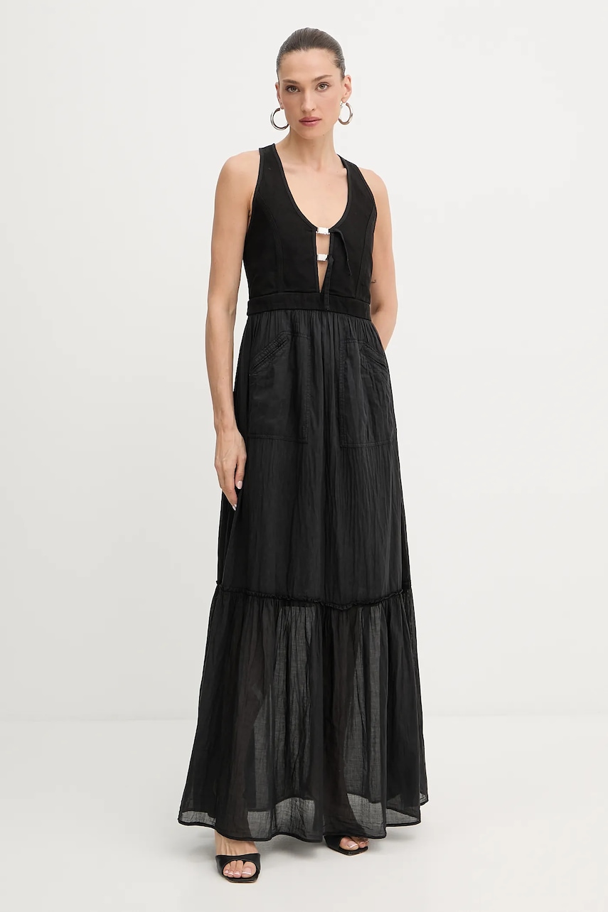 Šaty Pinko čierna farba, maxi, áčkový strih, 105254 A2MI.