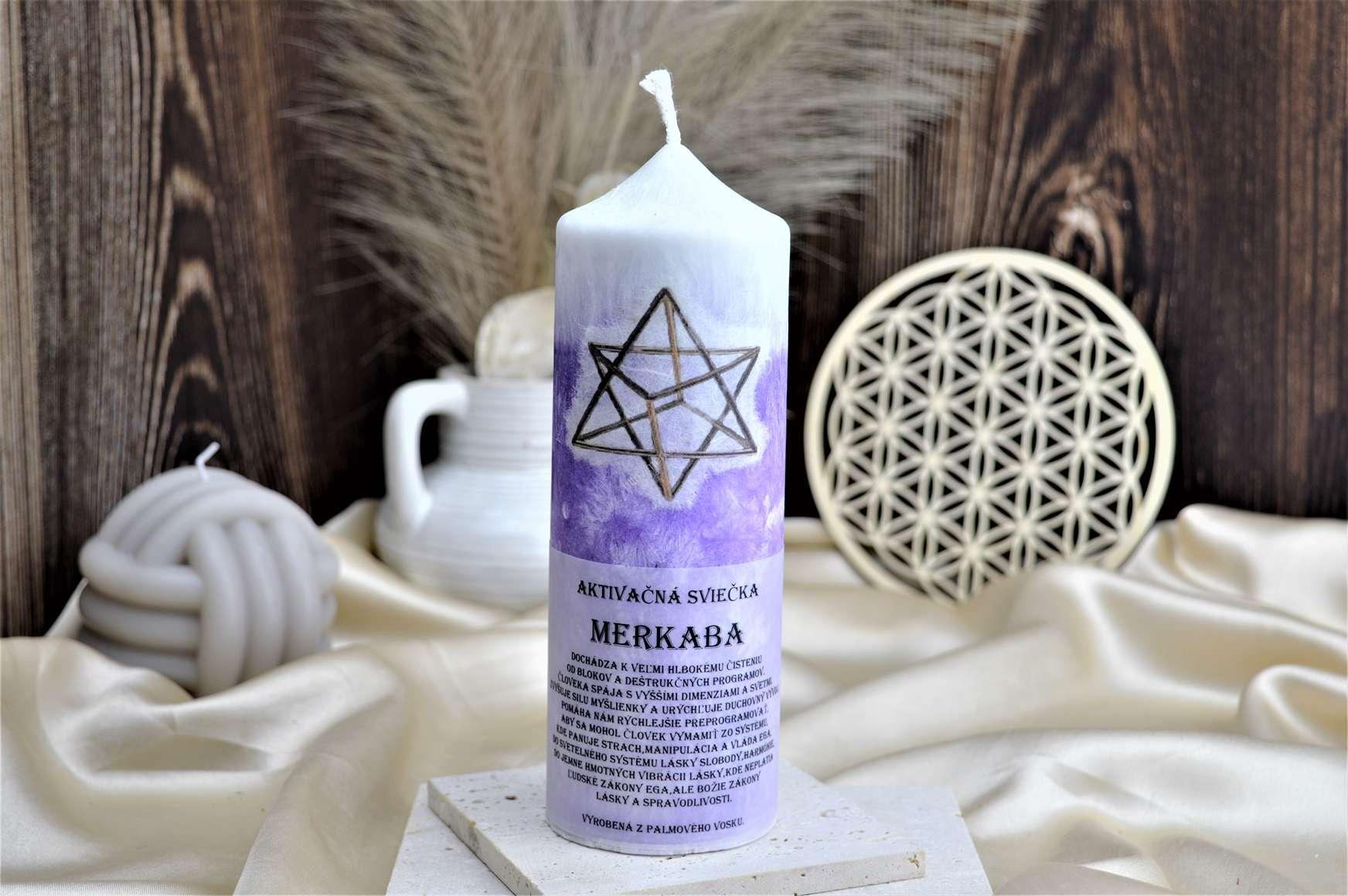 AKTIVAČNÁ SVIEČKA MERKABA 15cm (Ochrana, hĺbková Očista, duchovný vývoj, aktivácia svetelného systému) Dochádza k veľmi hlbokému čisteniu od blokov a deštrukčných programov