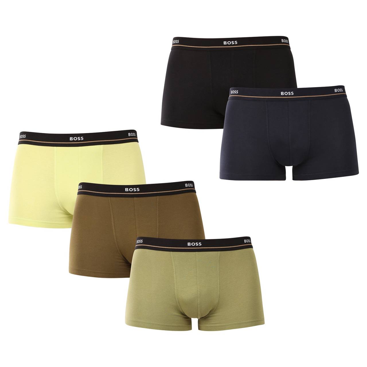 5PACK pánske boxerky BOSS viacfarebné (50531660 987) L, trenky.
Doprajte si dokonalé pohodlie a nadčasový štýl s pánskymi boxerkami BOSS.
Prémiový materiál pre maximálne pohodlie
Boxerky sú vyrobené z vysokokvalitnej zmesi bavlny a elastanu, ktorá poskytuje dokonalú kombináciu jemnosti, priedušnosti a pružnosti.
Štýlový dizajn a elegantný vzhľad
Klasický dizajn s decentným logom BOSS na tkanej elastickej časti dodáva boxerkám moderný a sofistikovaný vzhľad.
Prečo si boxerky BOSS zamilujete

Prvotriedna bavlna: Mäkké, priedušné a príjemné na telo.
Elastický pás s logom BOSS: Štýlové a pohodlné.
Dlhšie nohavičky: Ideálne pod oblek a na šport.
Pružný materiál: Dokonale sa prispôsobí vášmu telu.

Spodná bielizeň BOSS je povinnou výbavou všetkých štýlových mužov.
Značka BOSS vznikla odčlenením od známeho výrobcu oblečenia Hugo Boss ako línia výrobkov pre mužov, ktorí majú radi kvalitné kúsky a nadčasový vzhľad.
Ako sa starať o boxerky BOSS?
Aby si vaše nové boxerky zachovali svoj tvar a kvalitu čo najdlhšie, odporúčame dodržiavať tieto pokyny:

Pranie: Per na 40 ° C s podobnými farbami a jemným pracím prostriedkom.
Sušenie: Môžeš ich sušiť v sušičke na nízku teplotu, ale pre dlhšiu životnosť odporúčame sušenie na vzduchu.
Žehlenie: Pokiaľ je potrebné, žehli na nízku teplotu.

Tip: Nájsť ten správny kus spodnej bielizne, ktorý vám dokonale padne, môže byť náročné.