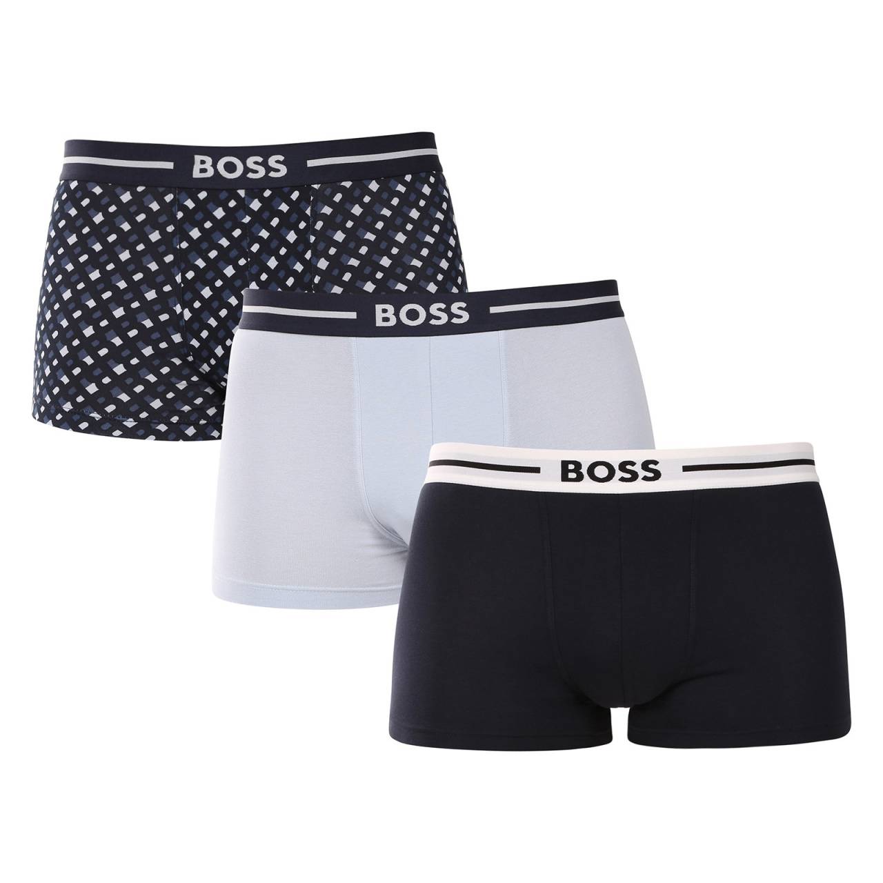 3PACK Moške boksarice BOSS večbarvne (50531694 960) M.
Privoščite si popolno udobje in brezčasen slog z moškimi boksericami BOSS.
Vrhunski material za maksimalno udobje
Bokserice so izdelane iz visokokakovostne mešanice bombaža in elastana, ki zagotavlja popolno kombinacijo mehkobe, zračnosti in elastičnosti.
Elegantna zasnova in eleganten videz
Klasična zasnova s subtilnim logotipom BOSS na tkani gumi daje bokserkam sodoben in prefinjen videz.
Zakaj vam bodo bokserice BOSS všeč

Premium bombaž: Mehka, zračna in udobna za telo.
Elastičen pas z logotipom BOSS: Elegantno in udobno.
Daljše hlačke: Idealen je pod obleko in za šport.
Prilagodljiv material: Popolnoma se prilagodi vašemu telesu.

Spodnje perilo BOSS bo všeč vsem elegantnim moškim
Blagovna znamka BOSS je nastala iz znanega proizvajalca oblačil Hugo Boss kot linija izdelkov za moške, ki imajo radi kakovostne kose in brezčasen videz.
Kako skrbeti za bokserje BOSS?
Če želite zagotoviti, da bodo vaše nove boksarice čim dlje ohranile svojo obliko in kakovost, priporočamo, da upoštevate naslednje smernice:

Pralnica: Perite pri 40 °C s podobnimi barvami in blagim pralnim sredstvom.
Sušenje: Lahko jih sušite v sušilnem stroju na nizki stopnji, vendar priporočamo sušenje na zraku za daljšo življenjsko dobo.
Likanje: Po potrebi likanje izvajajte na nizki temperaturi.

Nasvet: Iskanje pravega spodnjega perila, ki se vam popolnoma prilega, je lahko izziv.