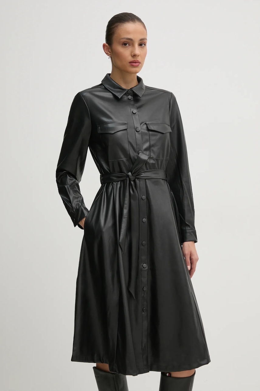 Šaty OUI čierna farba, mini, áčkový strih, 90635.