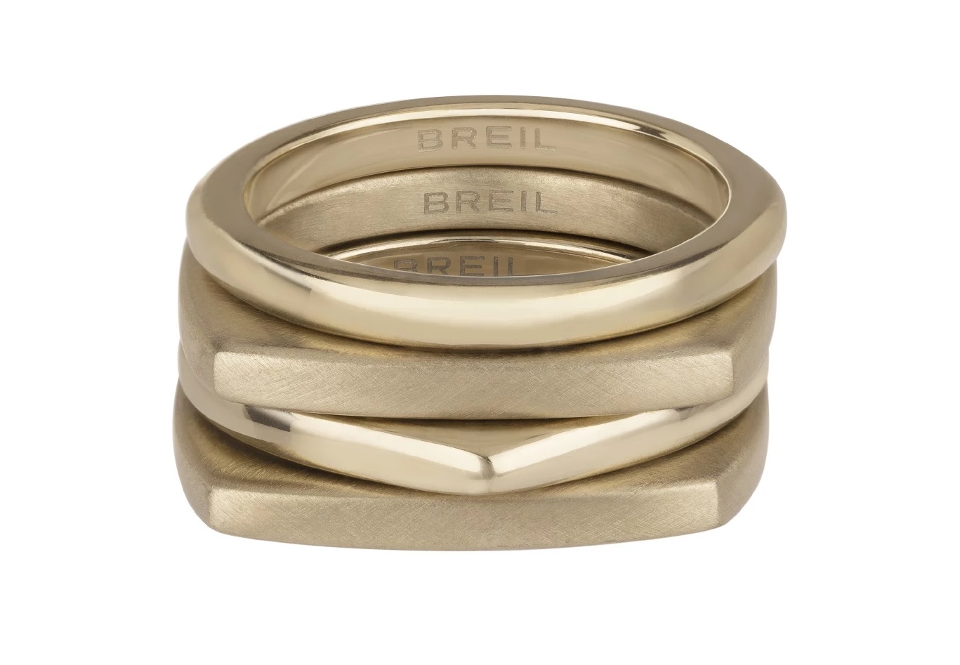 BREIL Moderná sada pozlátených prsteňov New Tetra TJ302 57 mm.